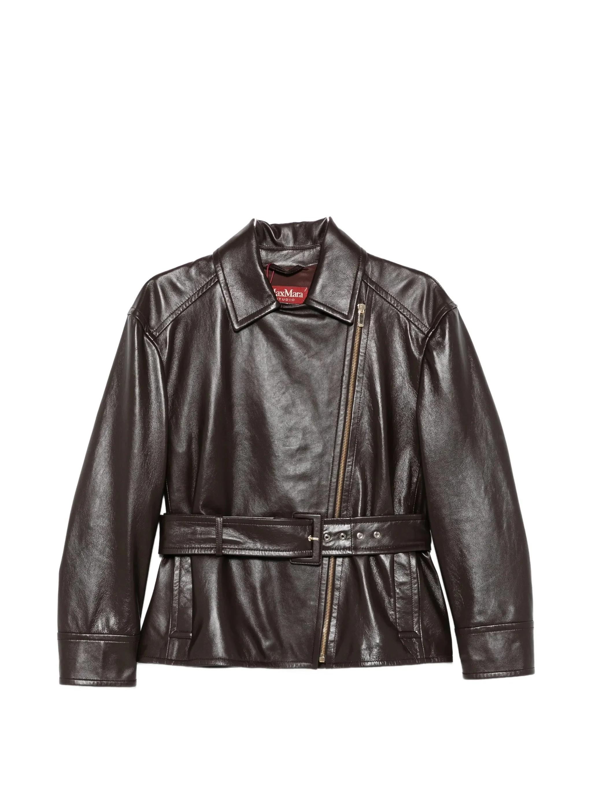 Max Mara Studio Giusto Belted Leather Jacket - 1