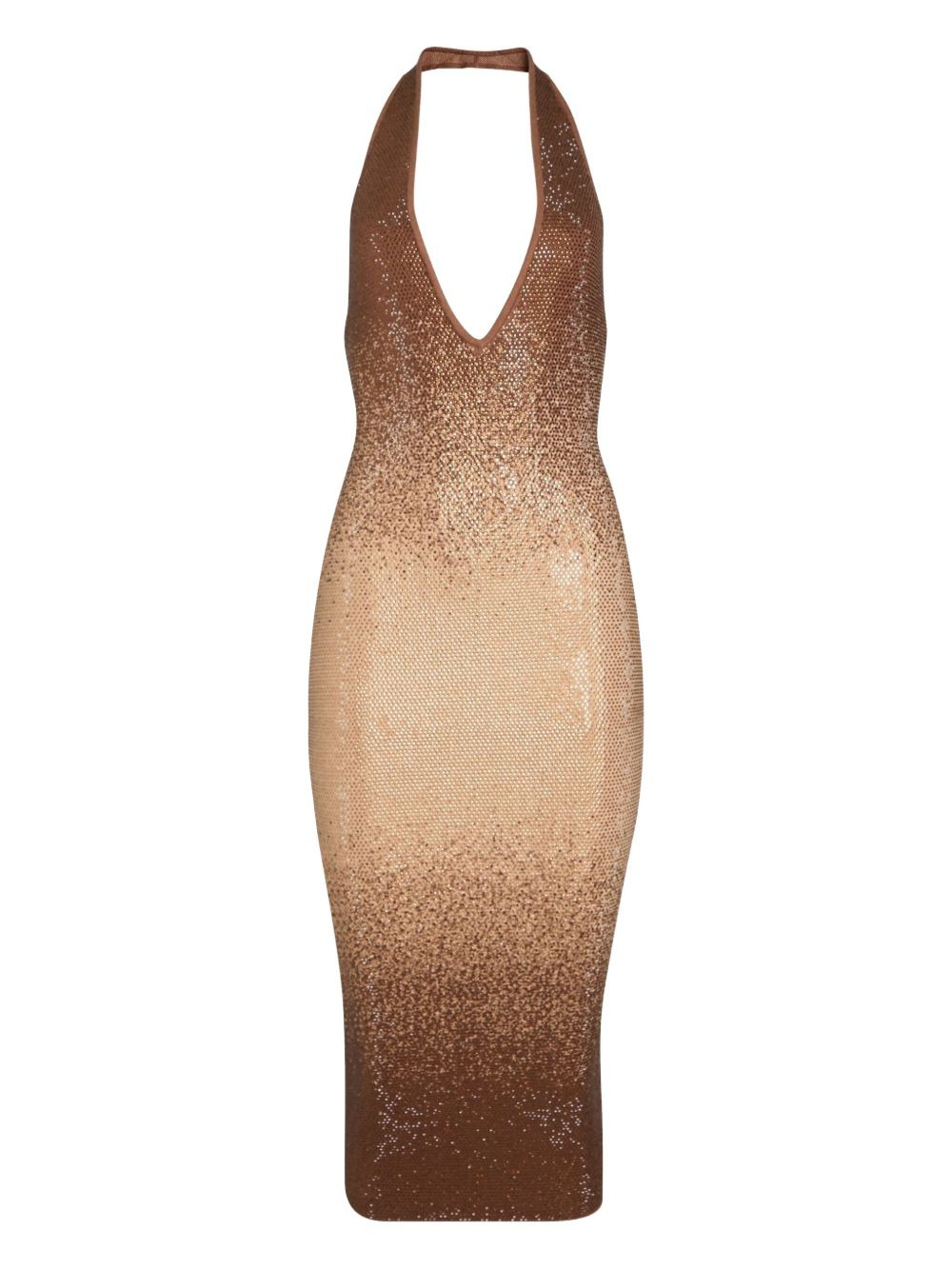 Aviana halter-neck embellished midi dress - 1