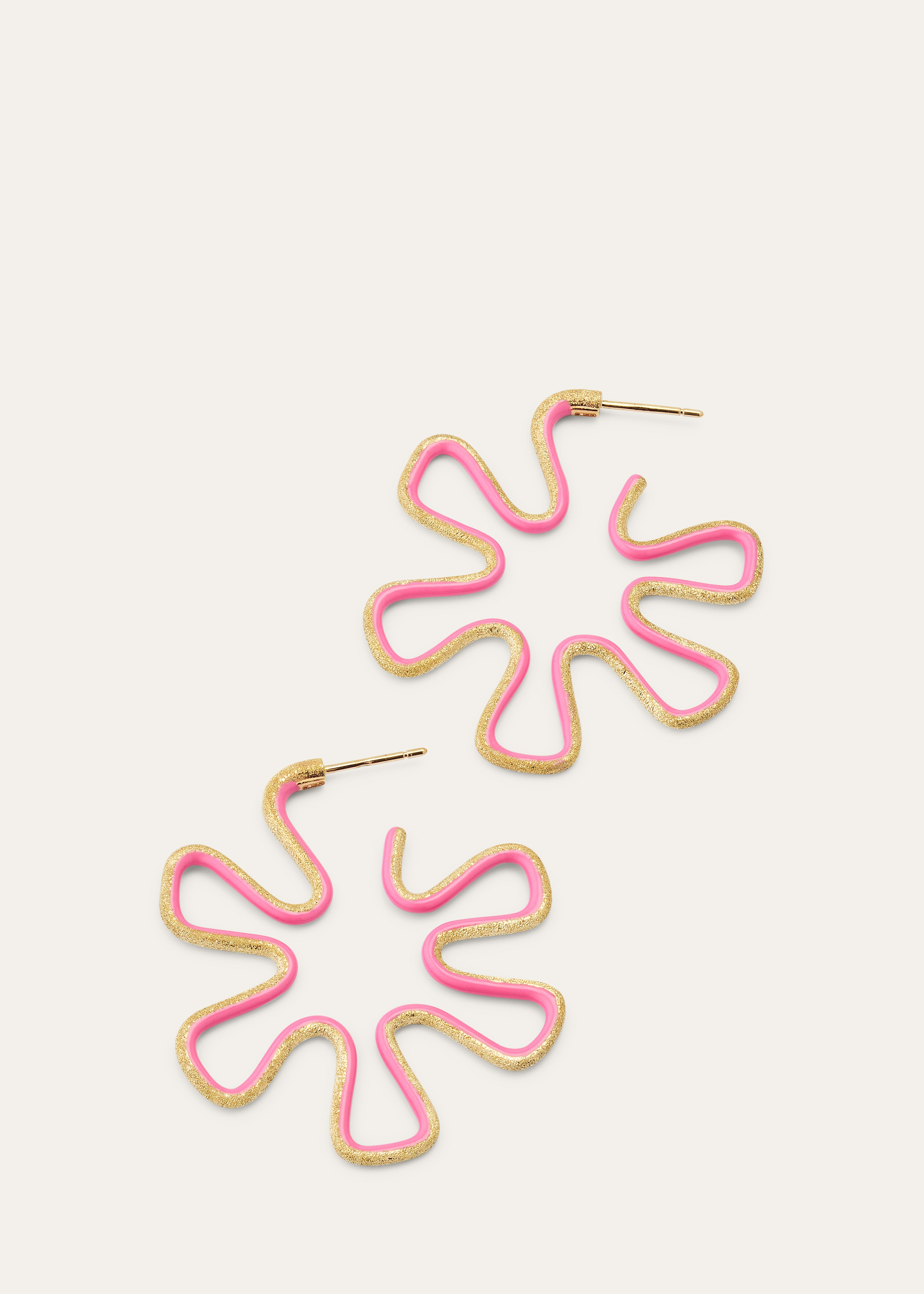 9K Gold Diamond and Pink Enamel Polka Dot Earrings - 3