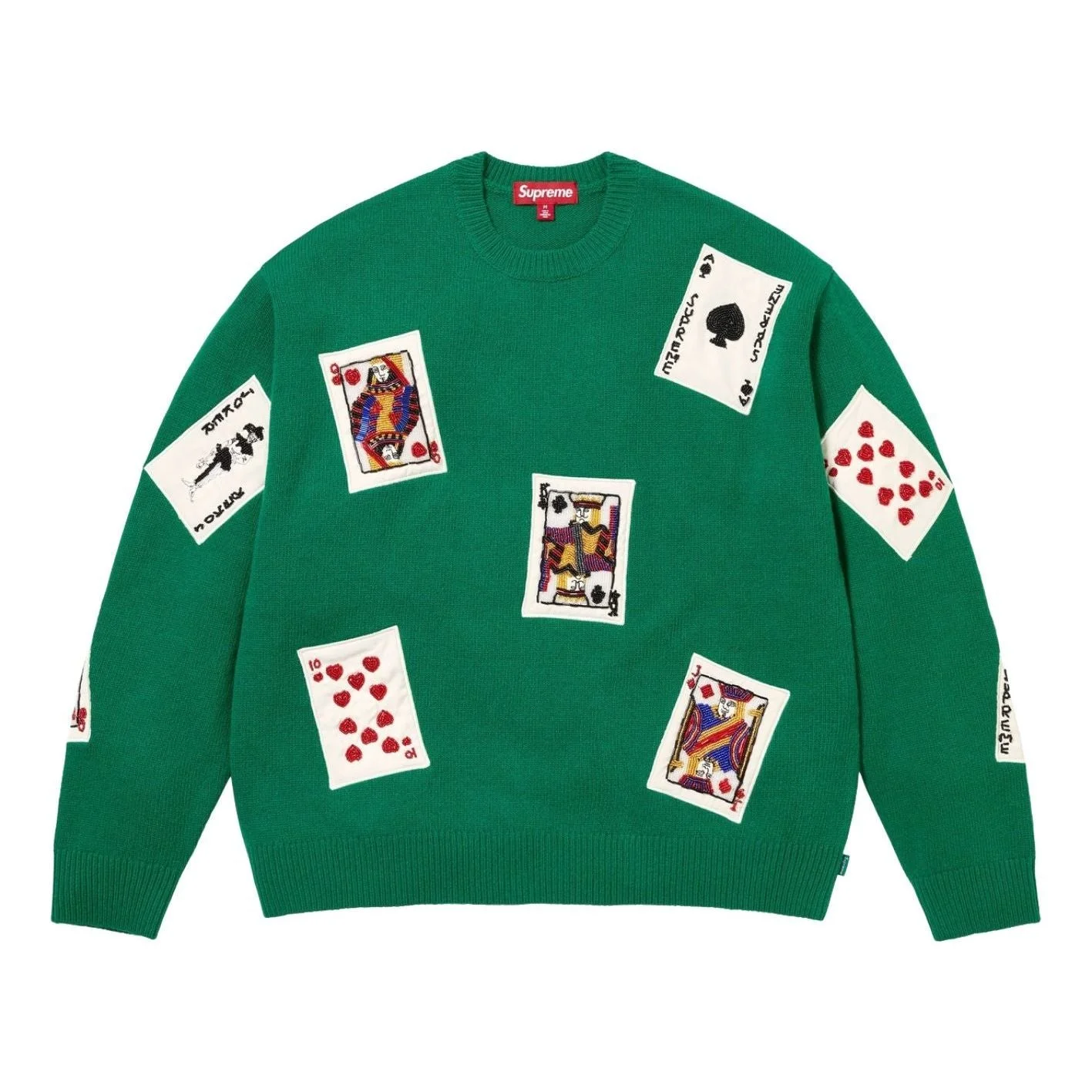 Supreme FW25 Beaded Cards Sweater 'Green' SUP-FW25-148-GRN - 1