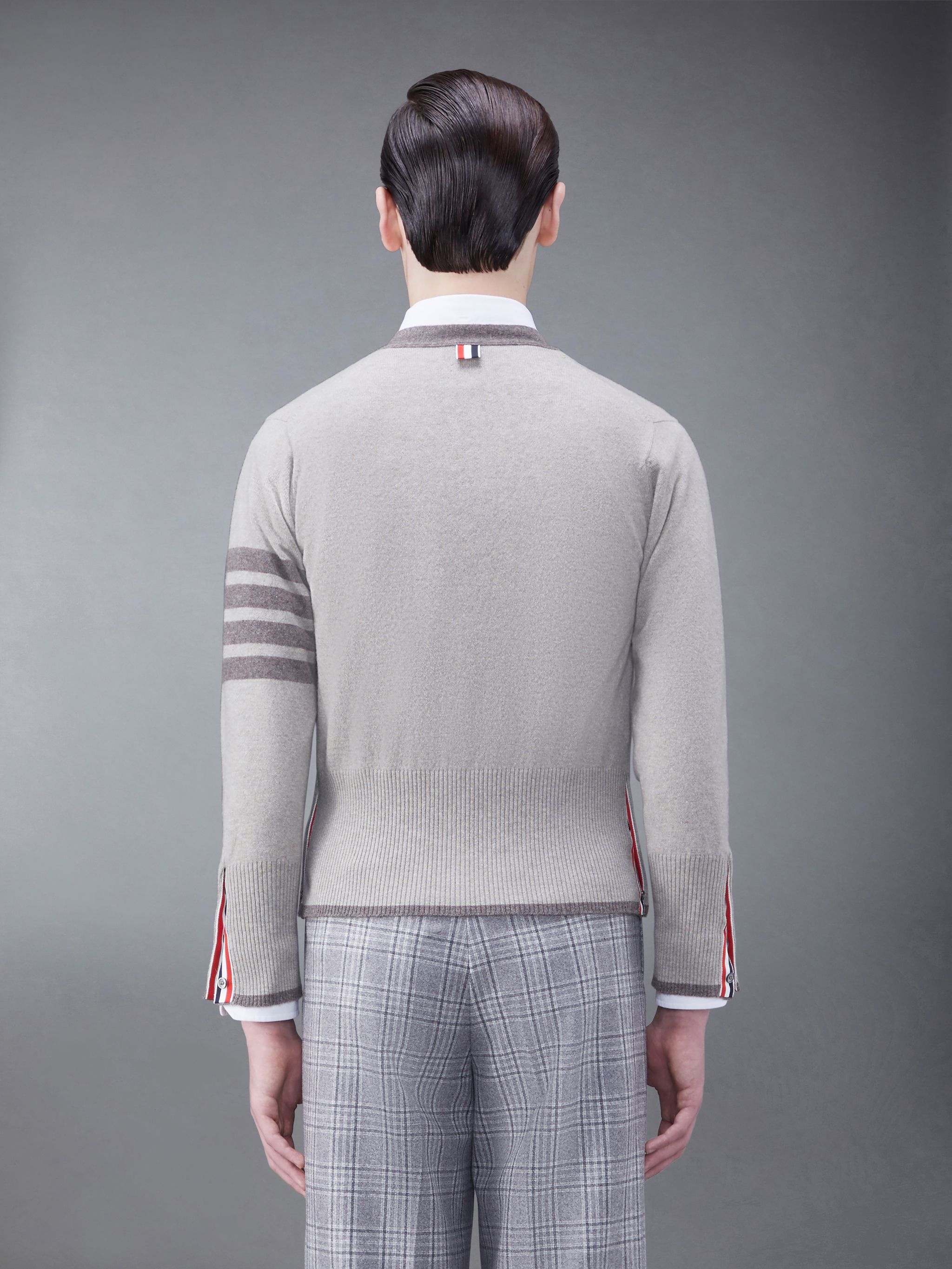 Cashmere Tipping 4-Bar V-Neck Cardigan - 2