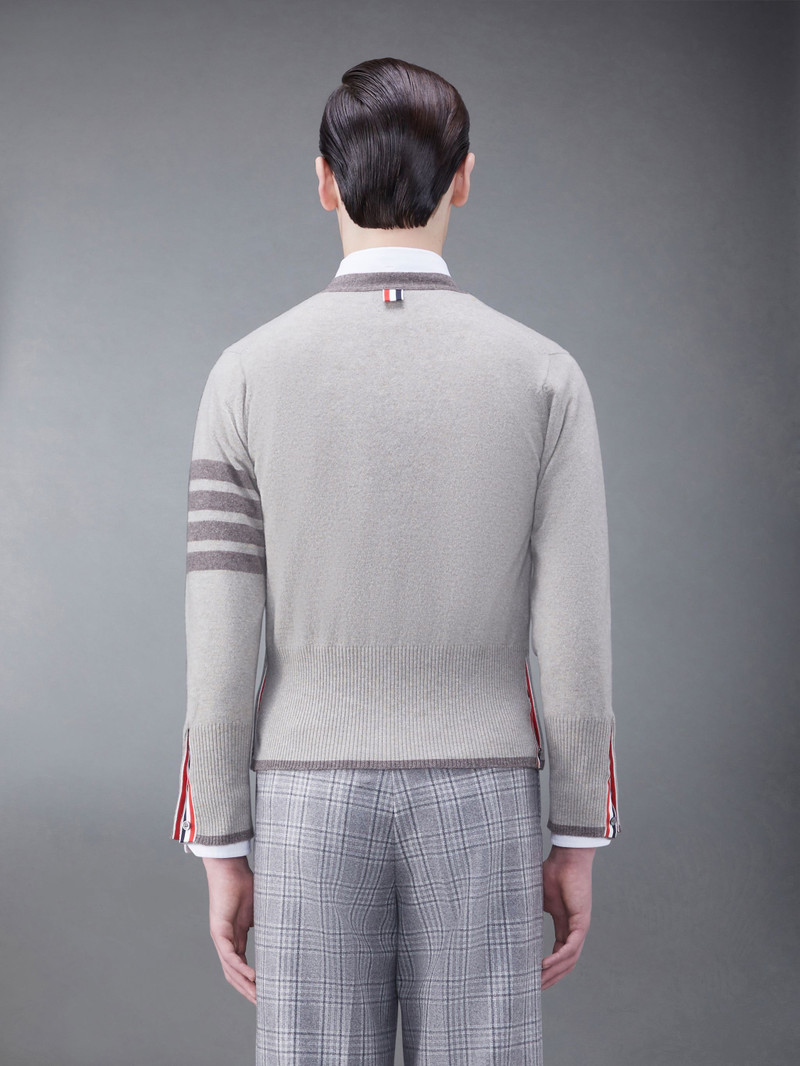 Thom Browne Cashmere Tipping 4-Bar V-Neck Cardigan outlook