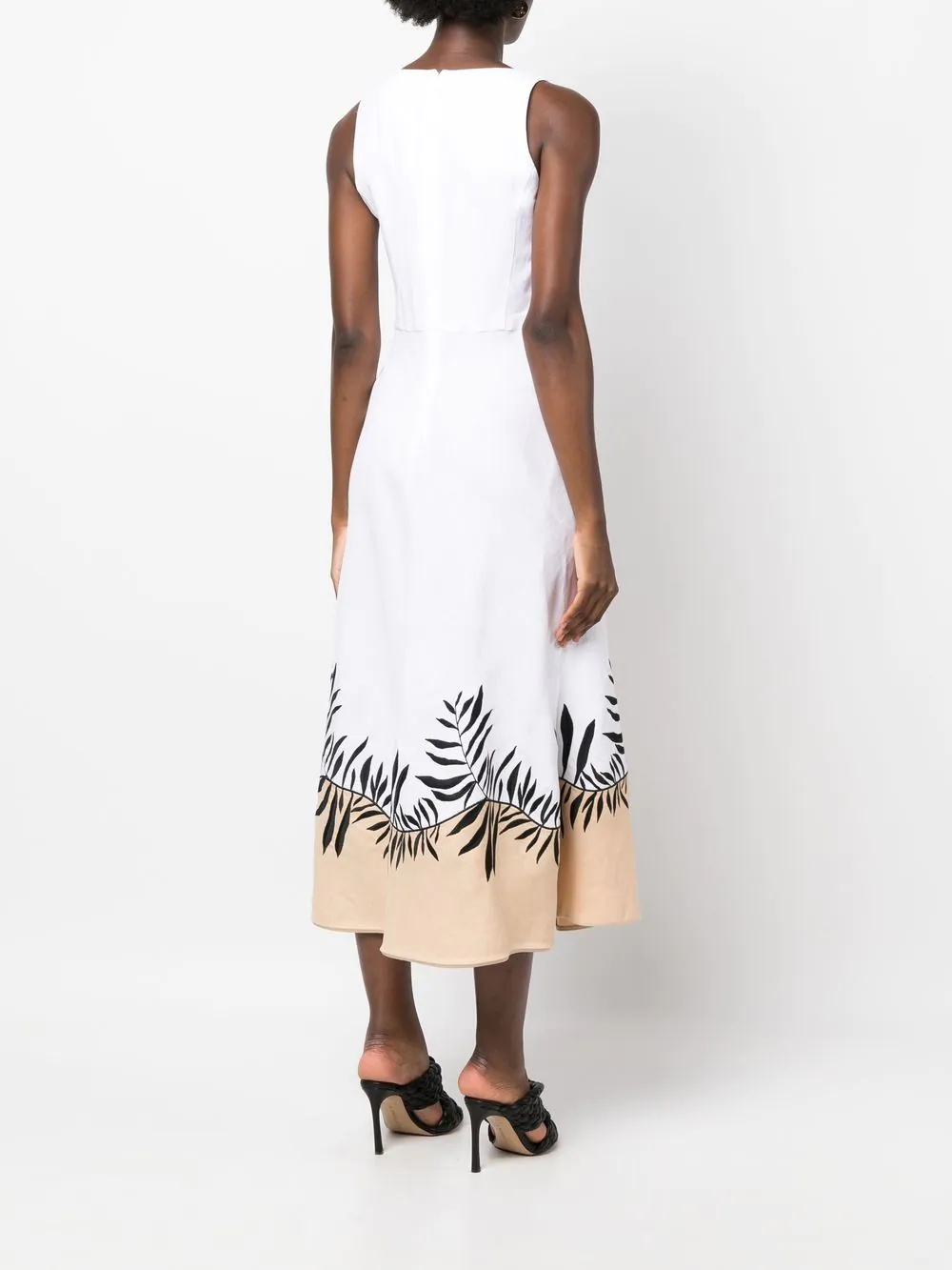 botanical print linen midi dress - 4