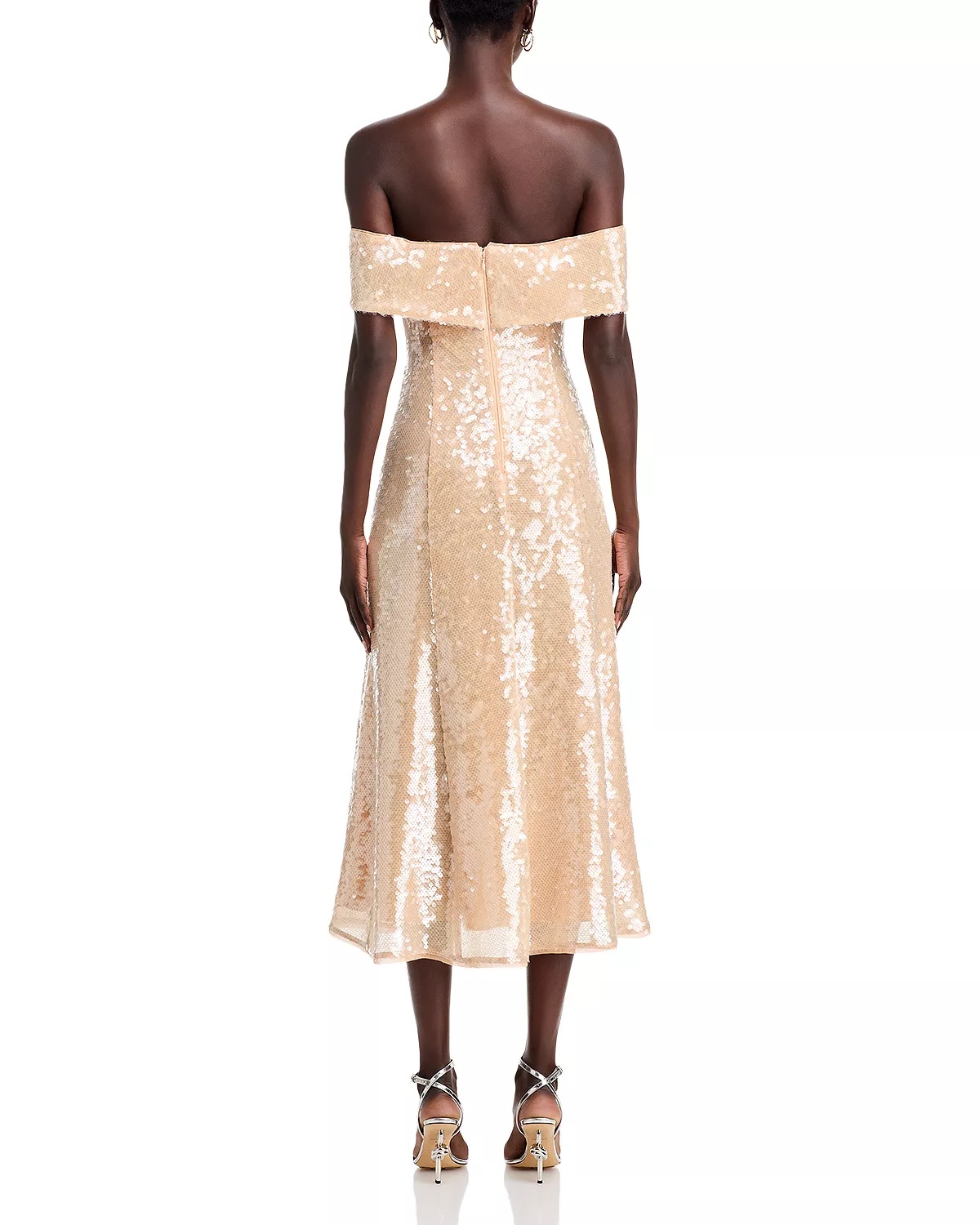 Gold Sequin Off-the-Shoulder Dress - Exclusive - 4