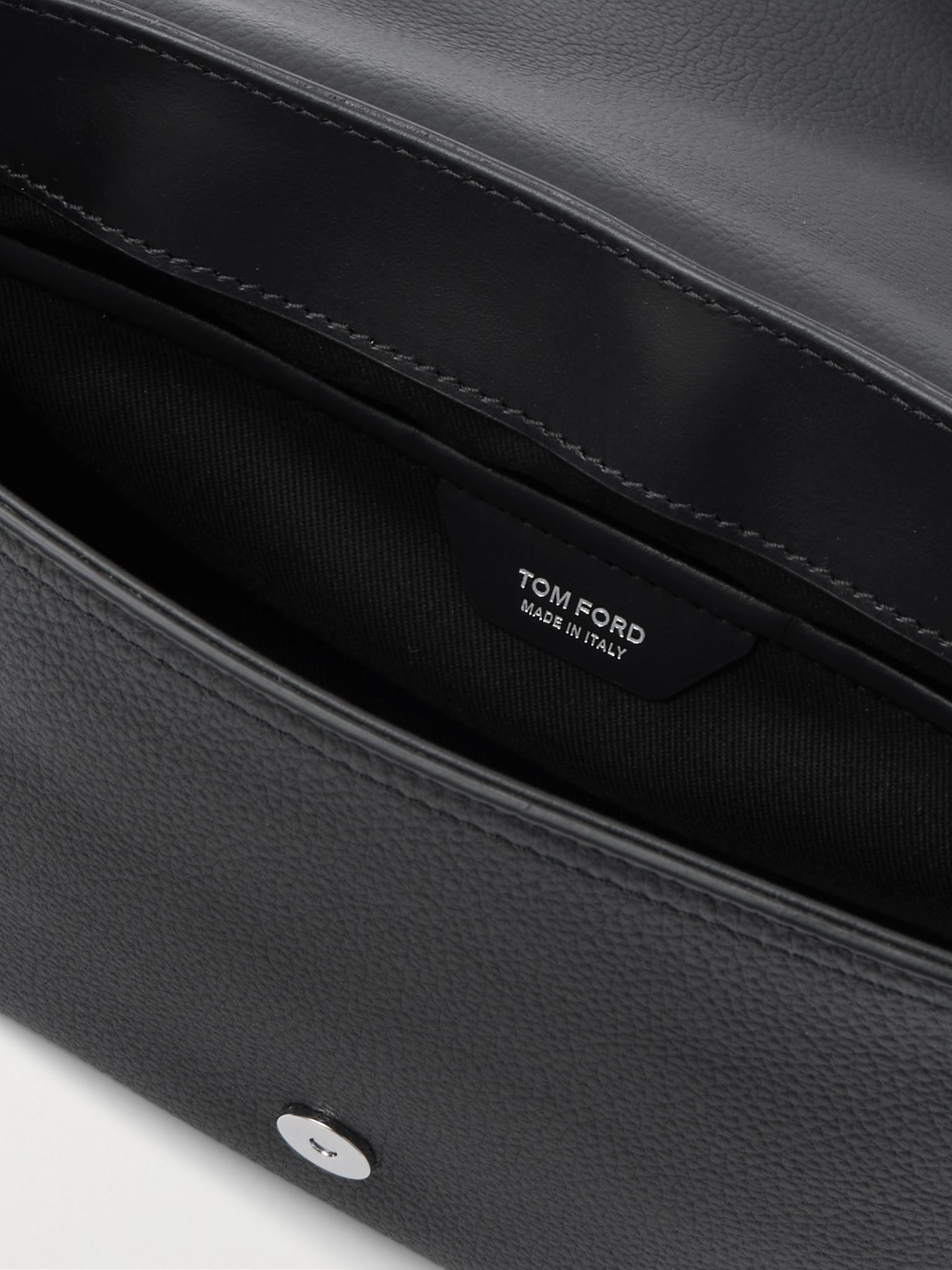 Full-Grain Leather Messenger Bag Black - 5