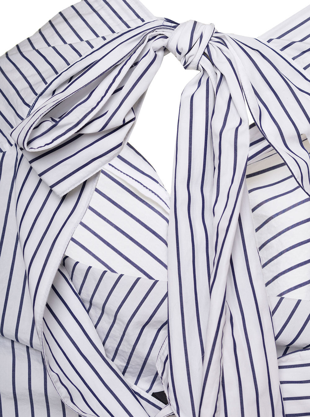Balenciaga Women White And Blue Striped Shirt With Bow Detail In Cotton Woman - 3