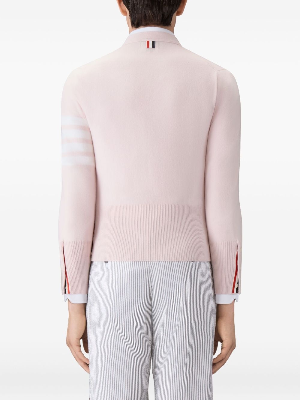 four-bar V-neck cardigan - 4