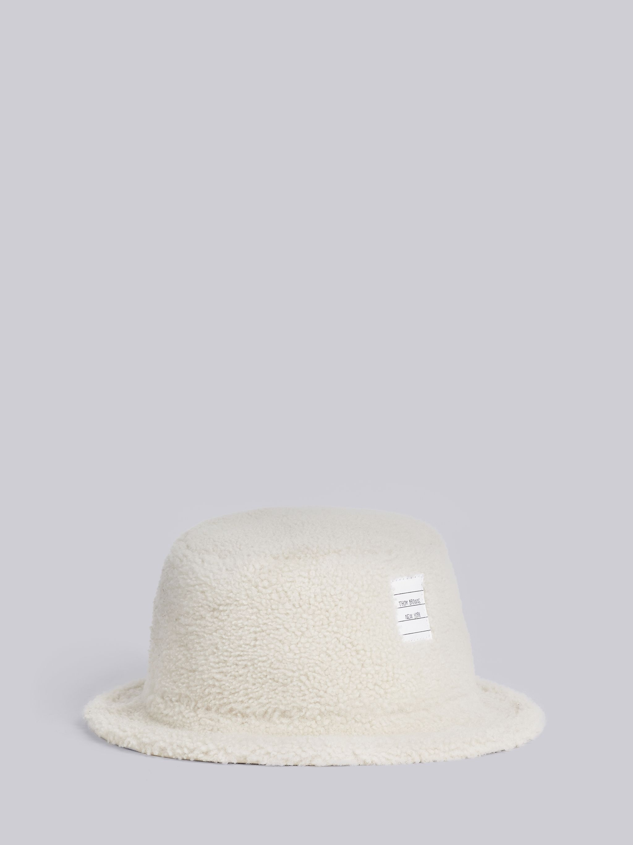 White Shearling Bucket Hat - 1