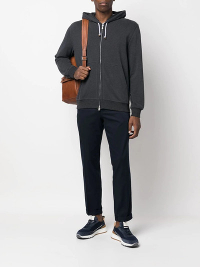 Brunello Cucinelli drawstring zip-up hoodie outlook