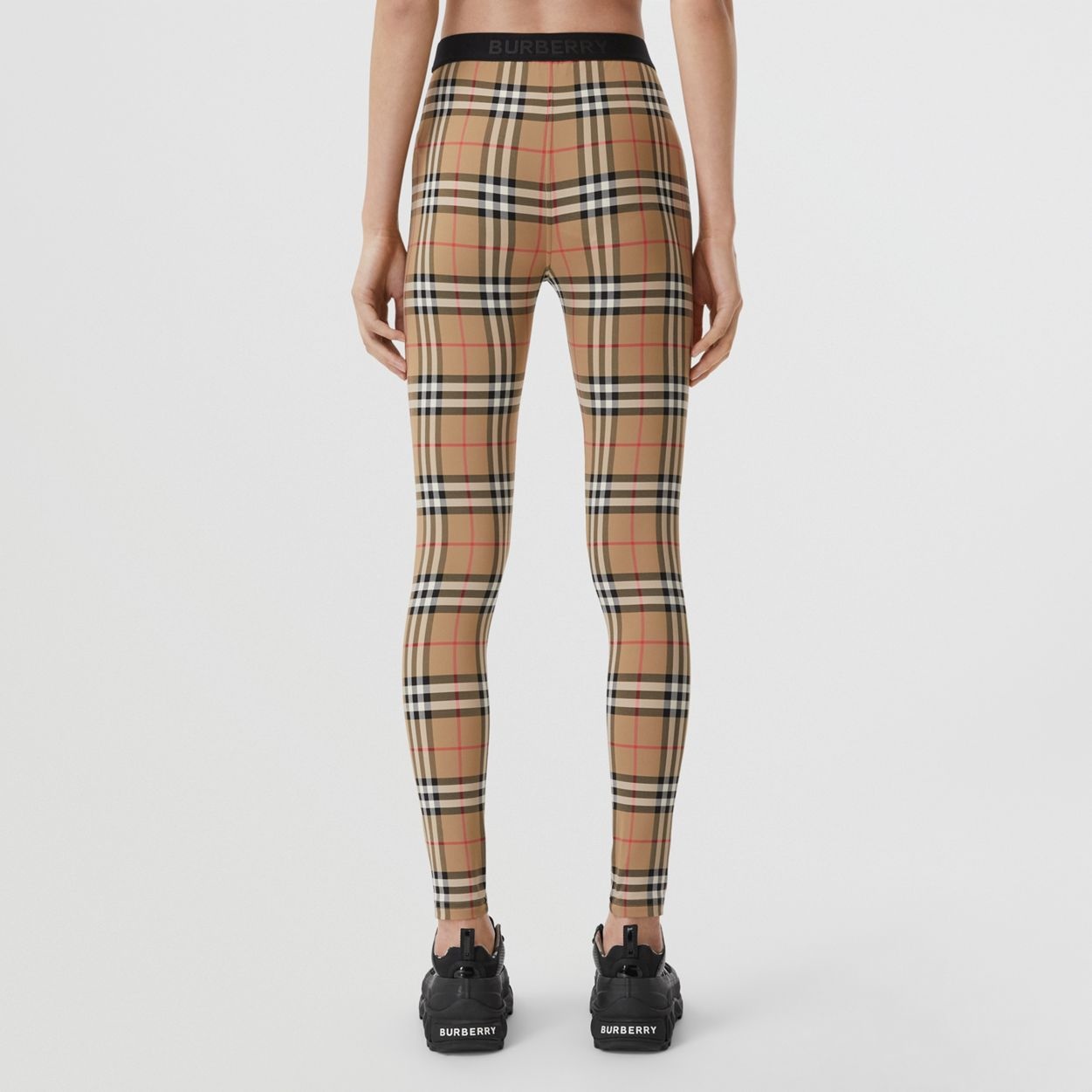 Logo Detail Vintage Check Jersey Leggings - 4