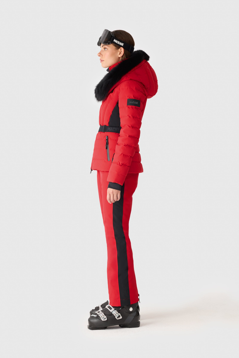 ELITA-ZR Down ski jacket with removable blue fox fur trim 4