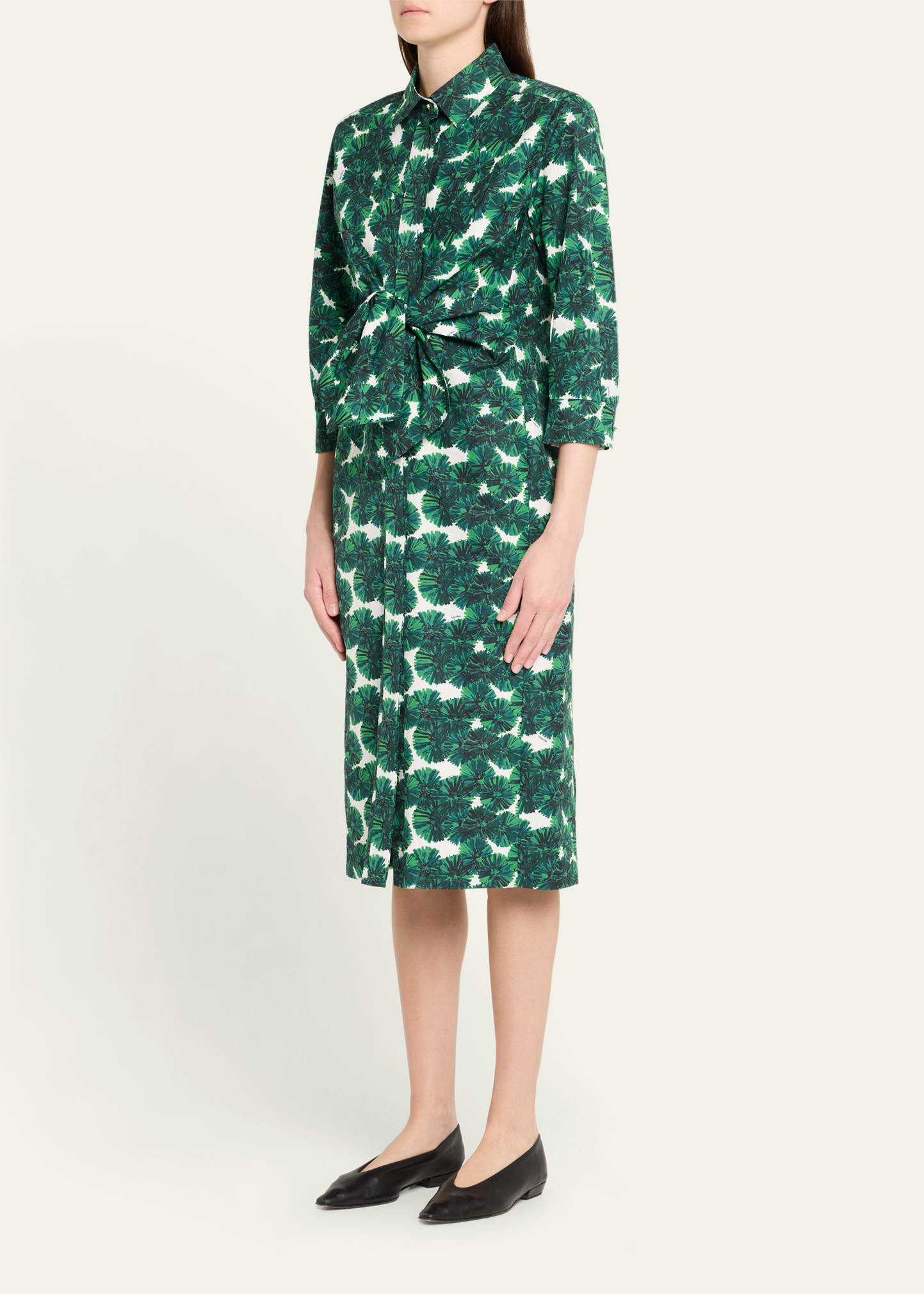 Maremma Floral Waist-Tie Midi Shirtdress - 4