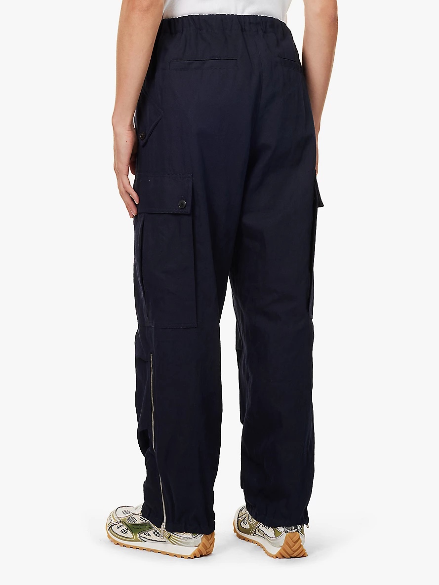 Multi-pocket relaxed-fit cotton-blend cargo trousers - 4