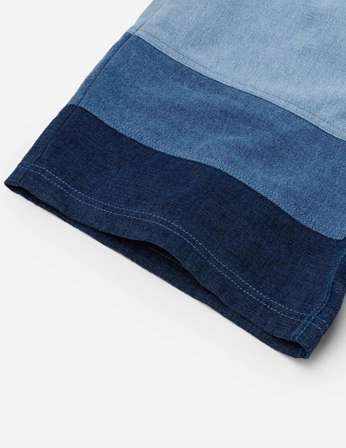 Panel Design Regular Fit Denim Shorts - 8