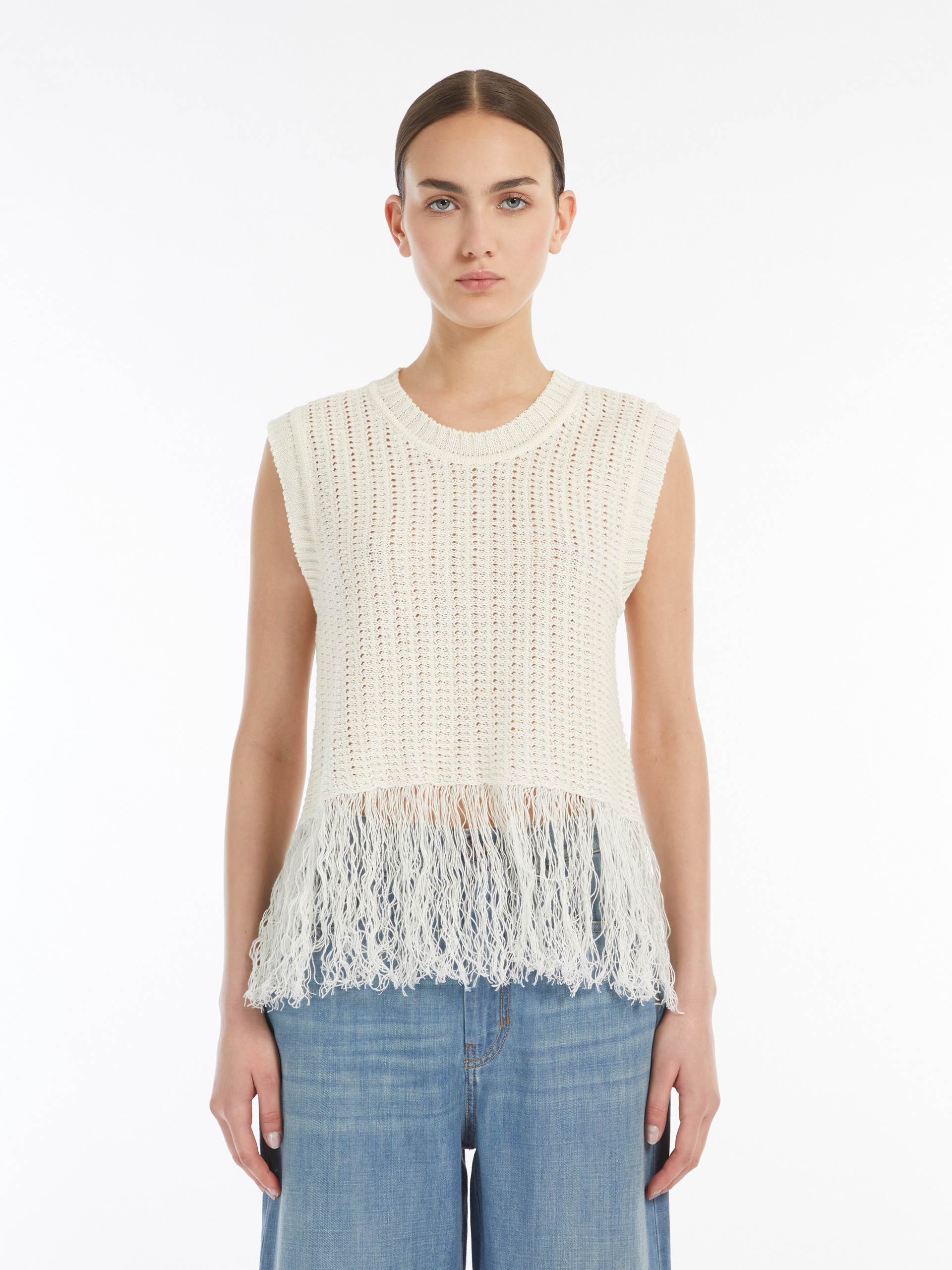 NAVETTA Linen top with fringes - 3