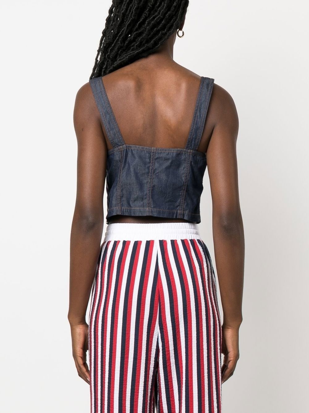 logo-print denim top - 4