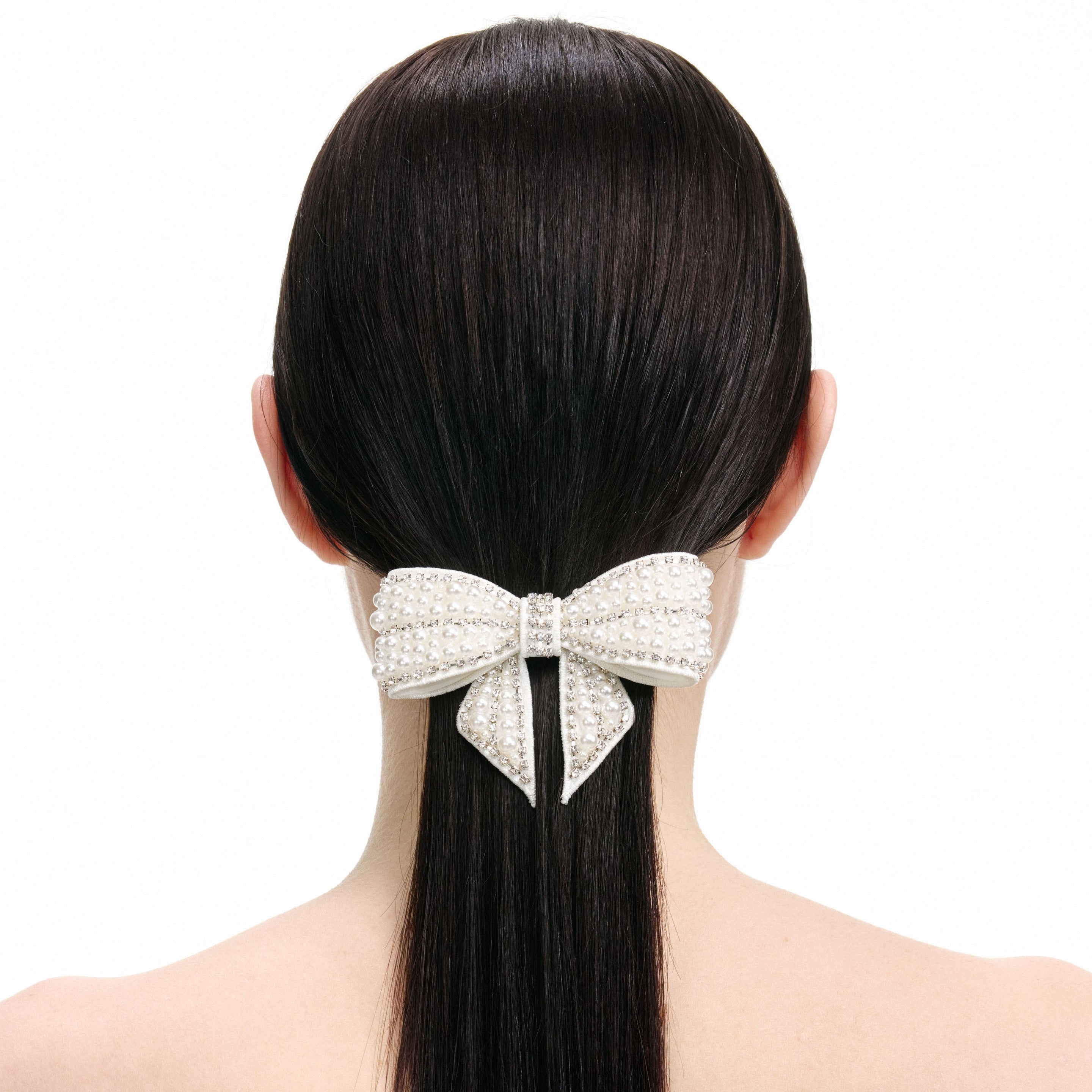 Pearl Crystal Bow Hairclip - 4