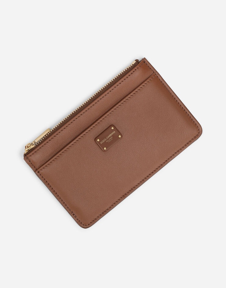 Medium calfskin card holder with branded plate - 4