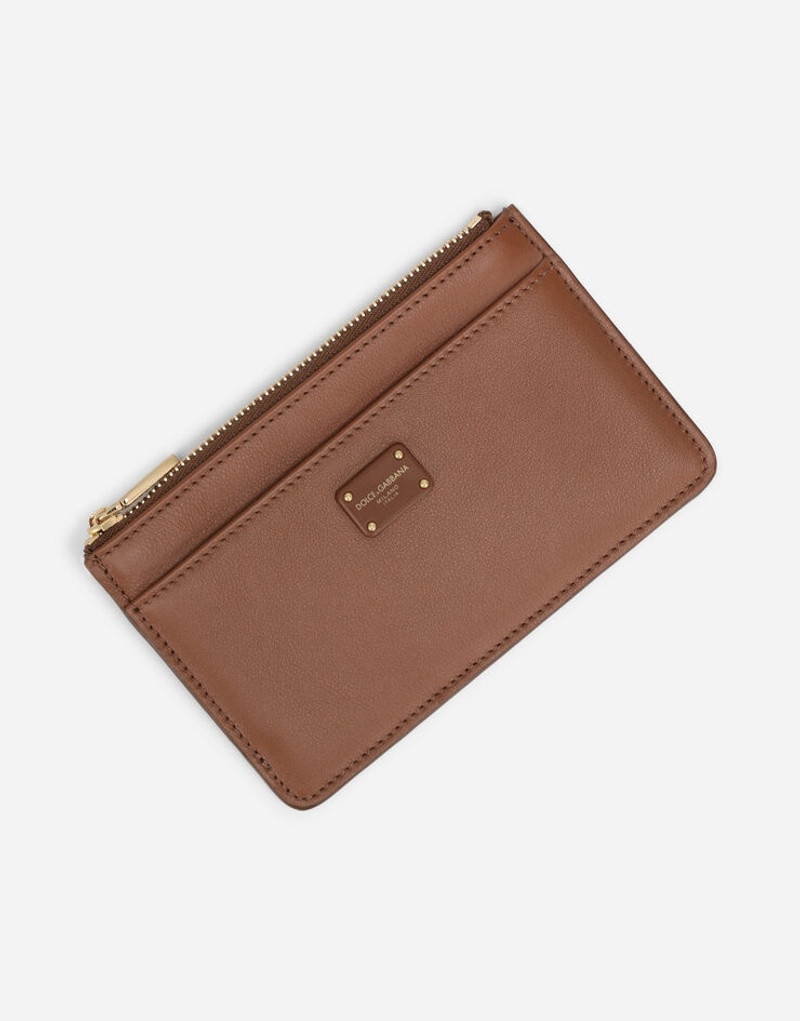 Medium calfskin card holder with branded plate 4