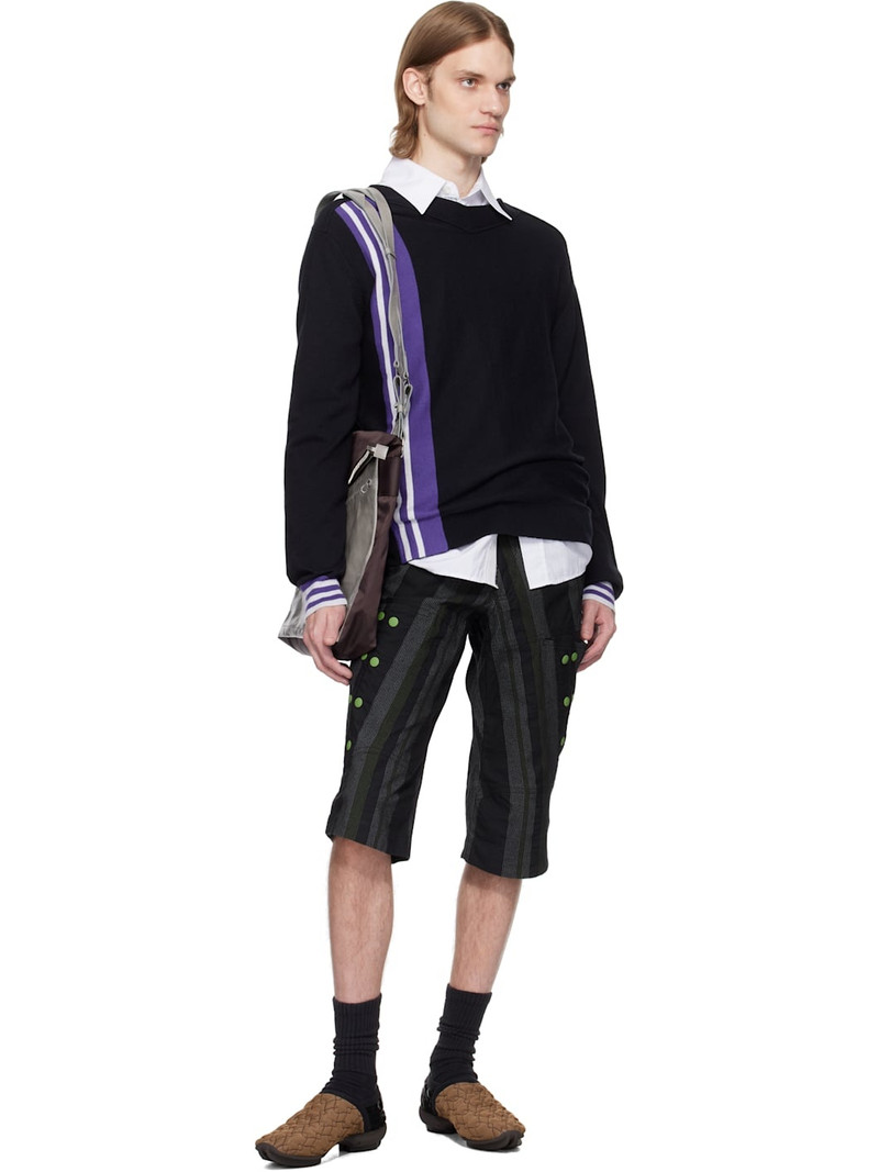 Kiko Kostadinov Black & Green Inex Snap Shorts outlook