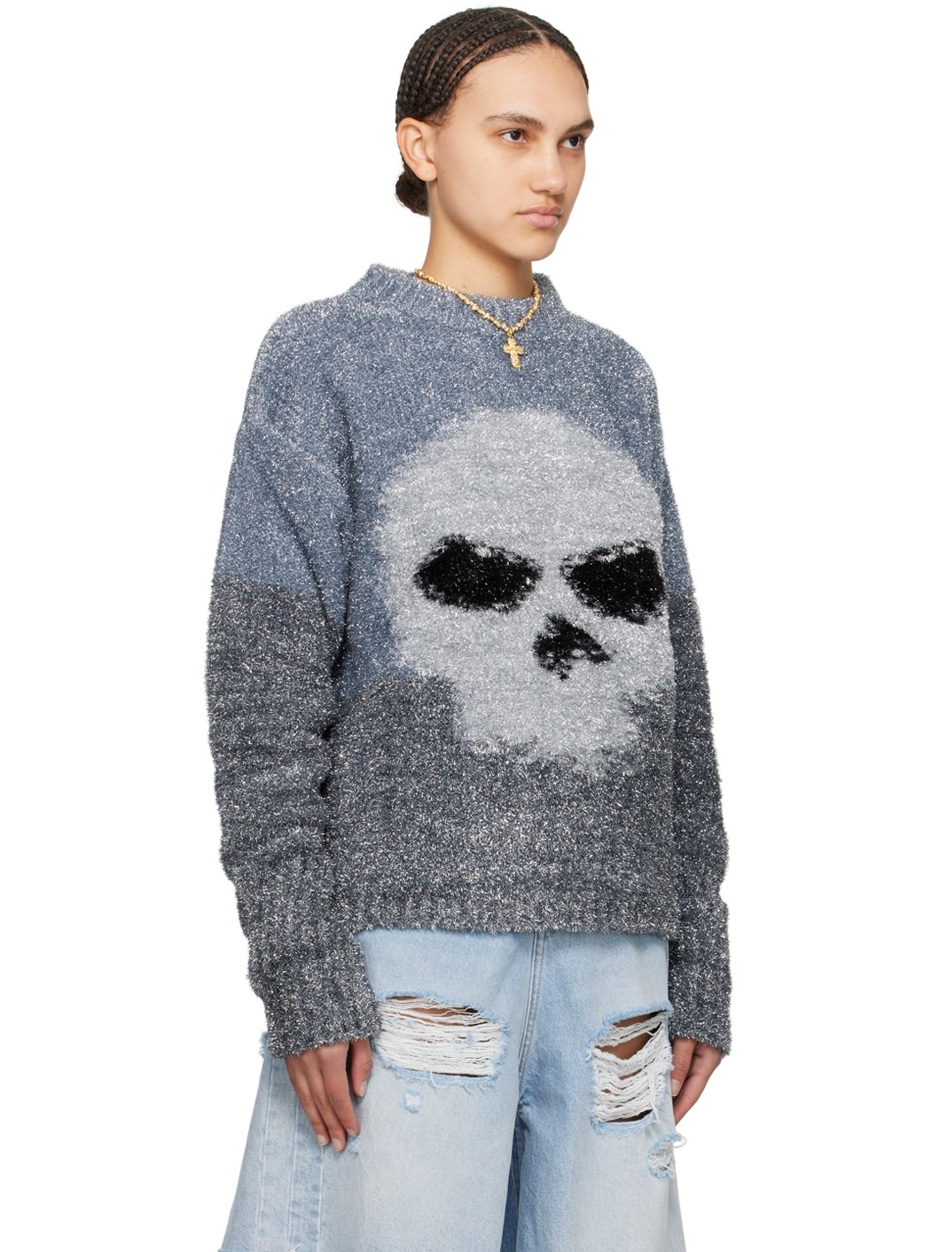 Gray Intarsia Sweater - 2