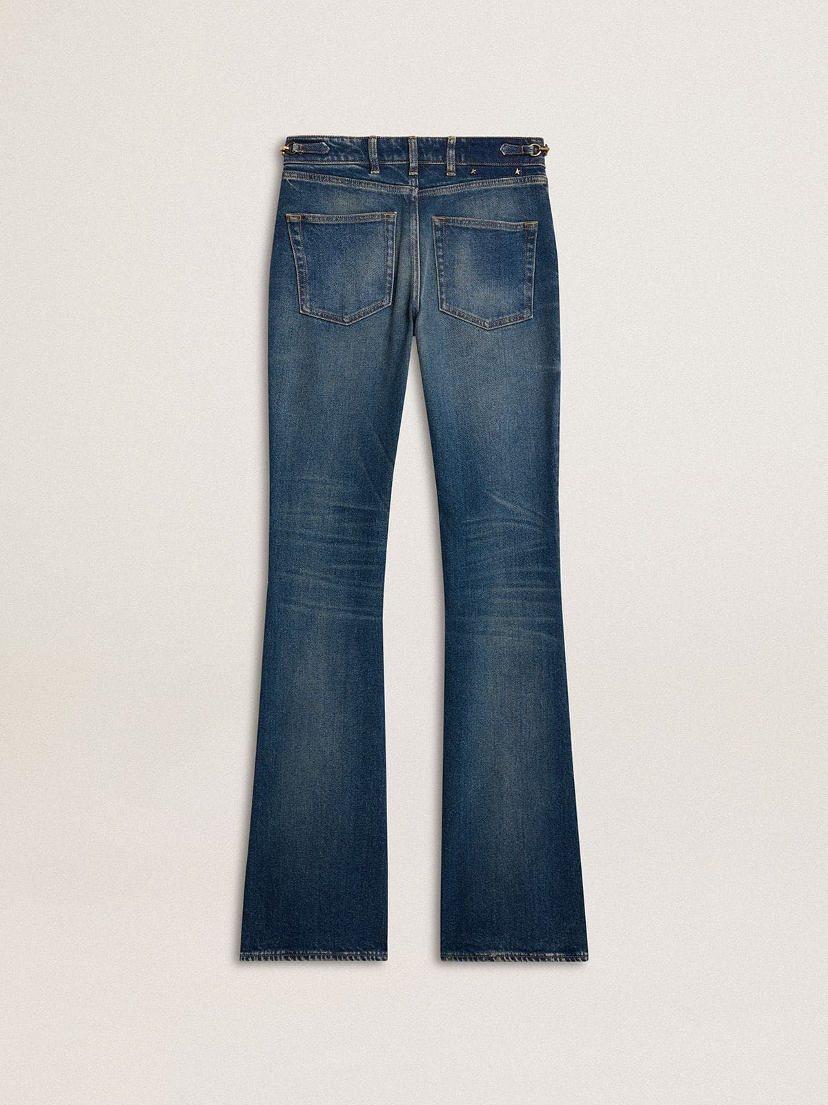 Women's bootcut jeans with a vintage wash and metallic details - 6