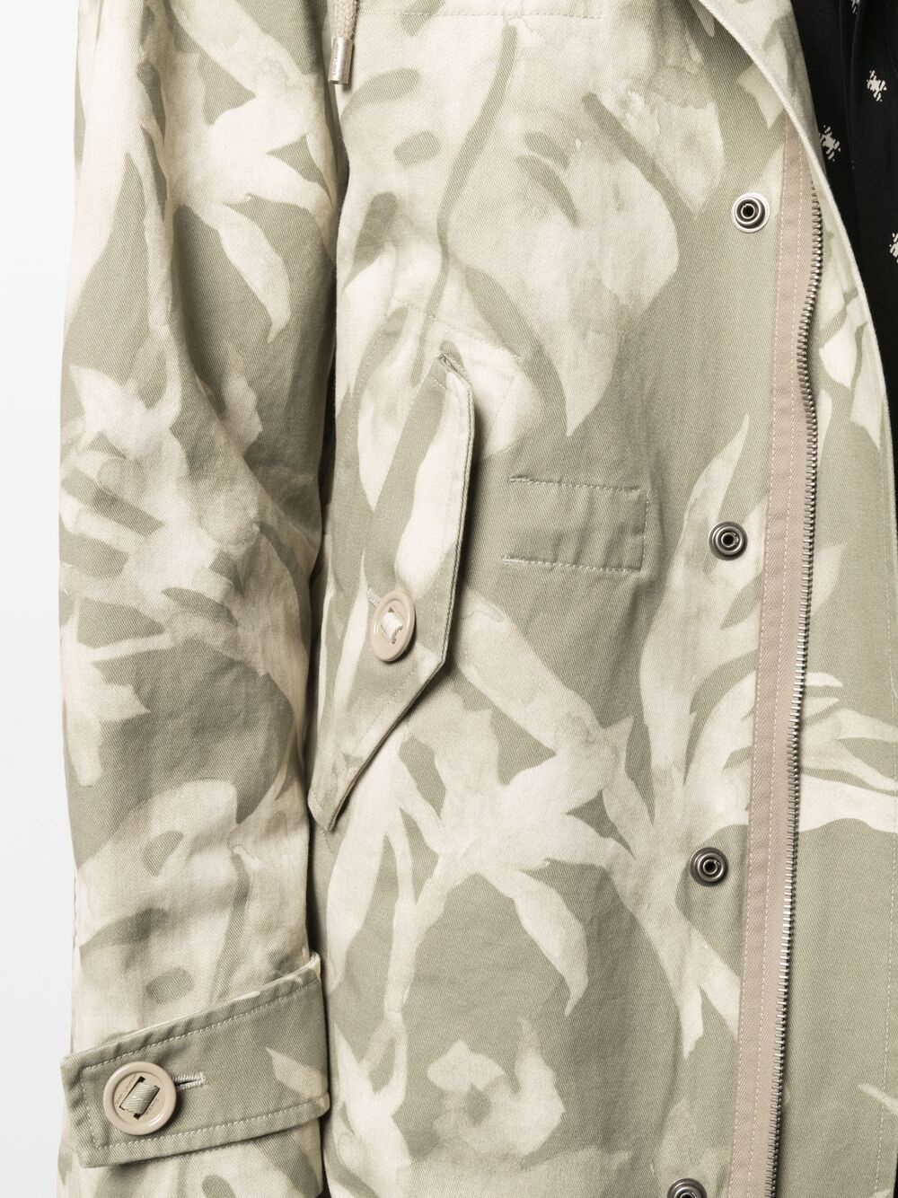 leaf pattern hooded parka - 5