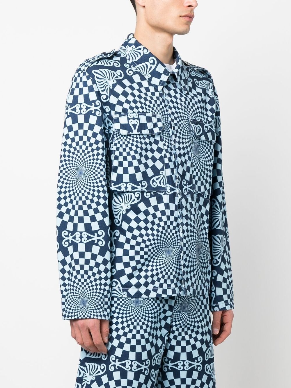 geometric-pattern cotton shirt - 3