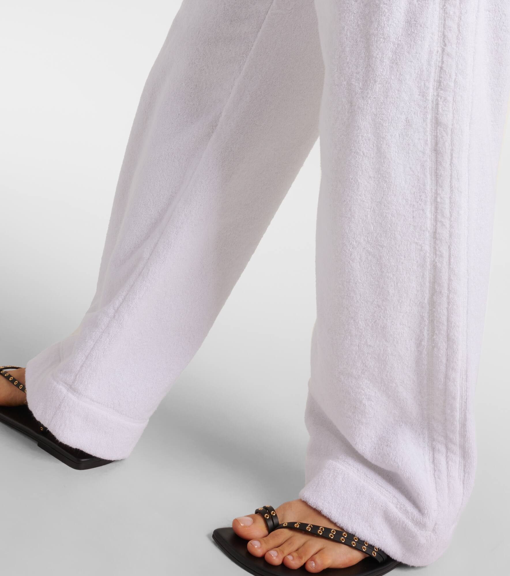 Low-rise cotton terry straight pants - 5