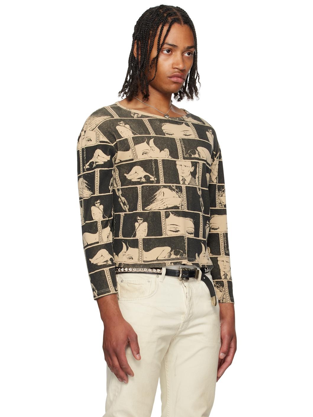 Black & Taupe Diary LS T-shirt - 2
