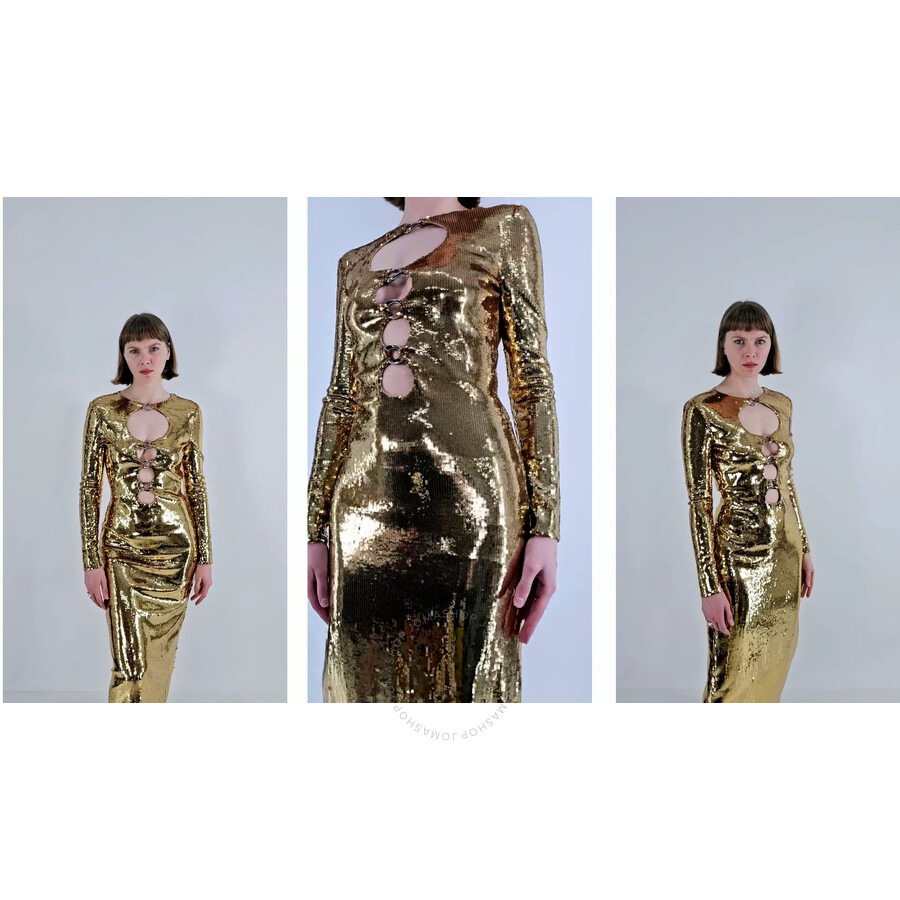 Burberry Corrine Sequin Cut-Out Maxi Dress in Gold - 3