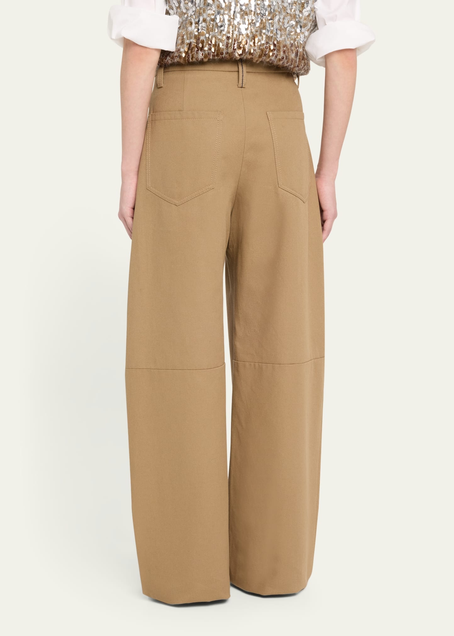 Barrel Pleated Cotton Twill Pants - 3