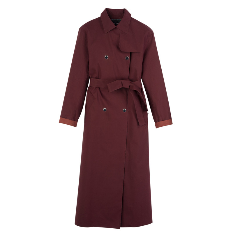 Trench coat Burgundy - Water-repellent technical canvas 1