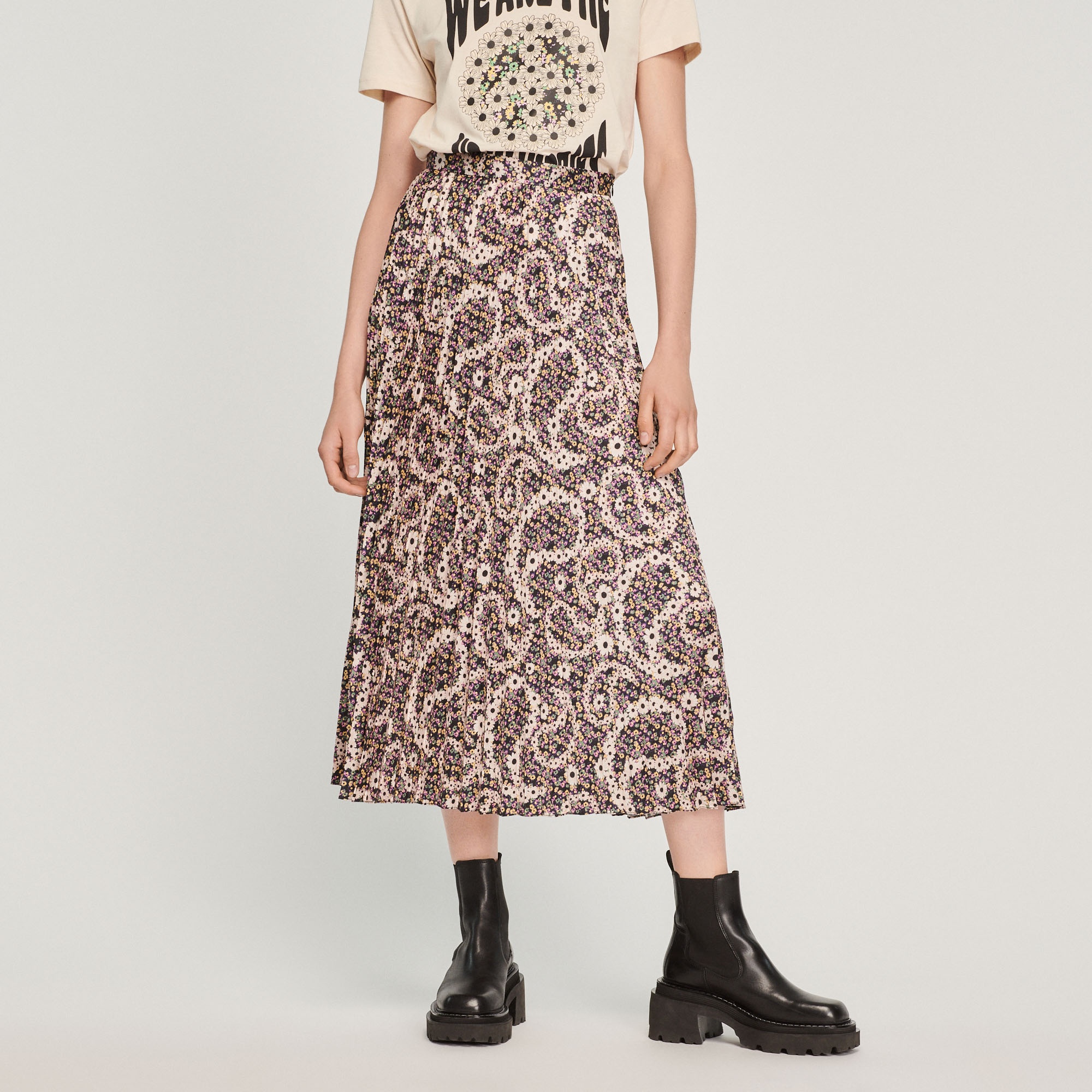 Printed midi skirt with pleats - 5
