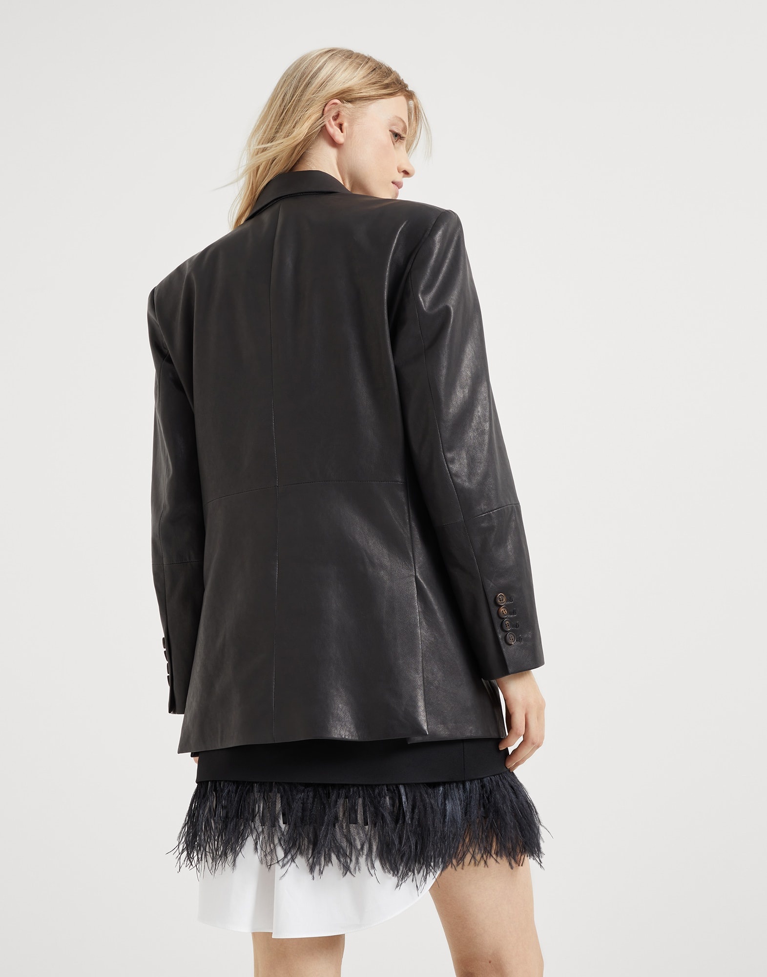 Natural leather blazer with monili - 2