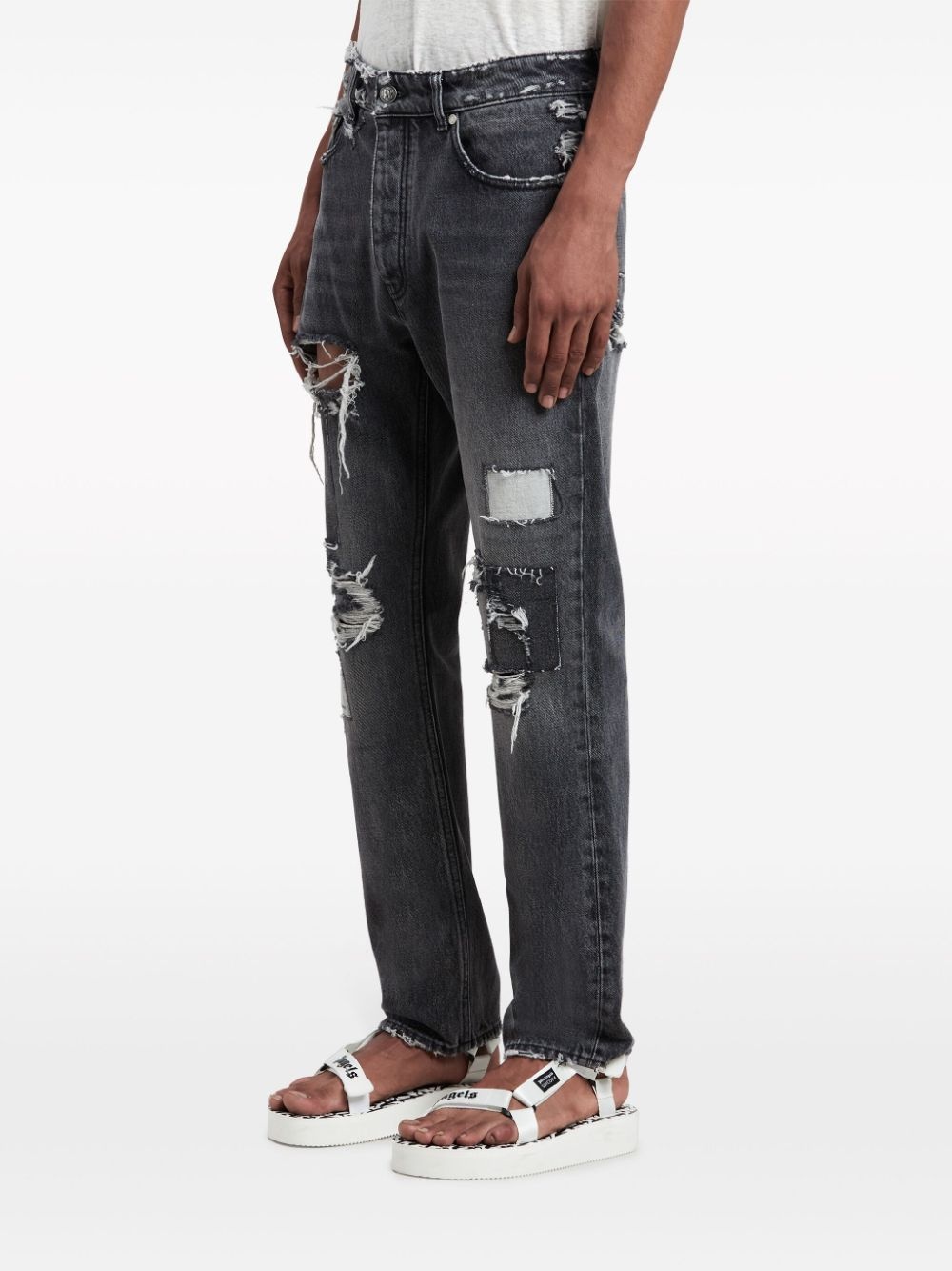 distressed straight-leg jeans - 4