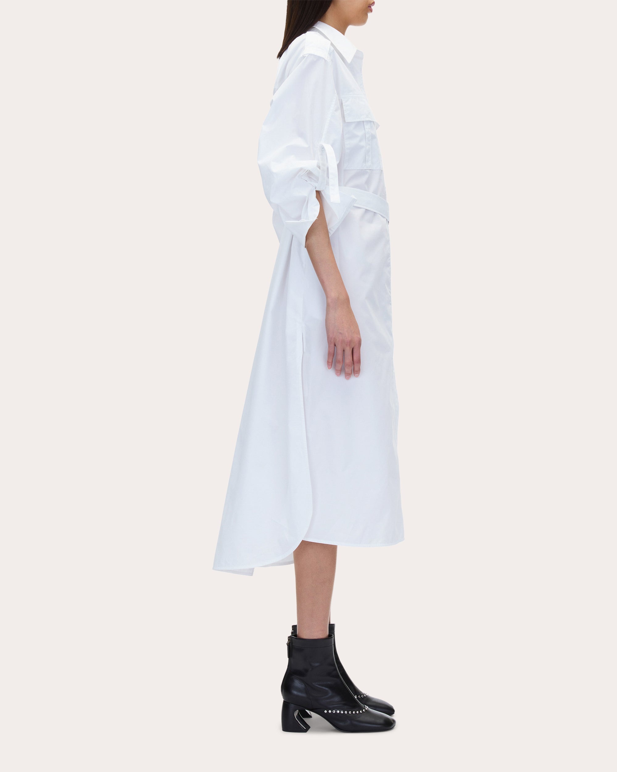 Belted Techno Poplin Midi Dress - 3