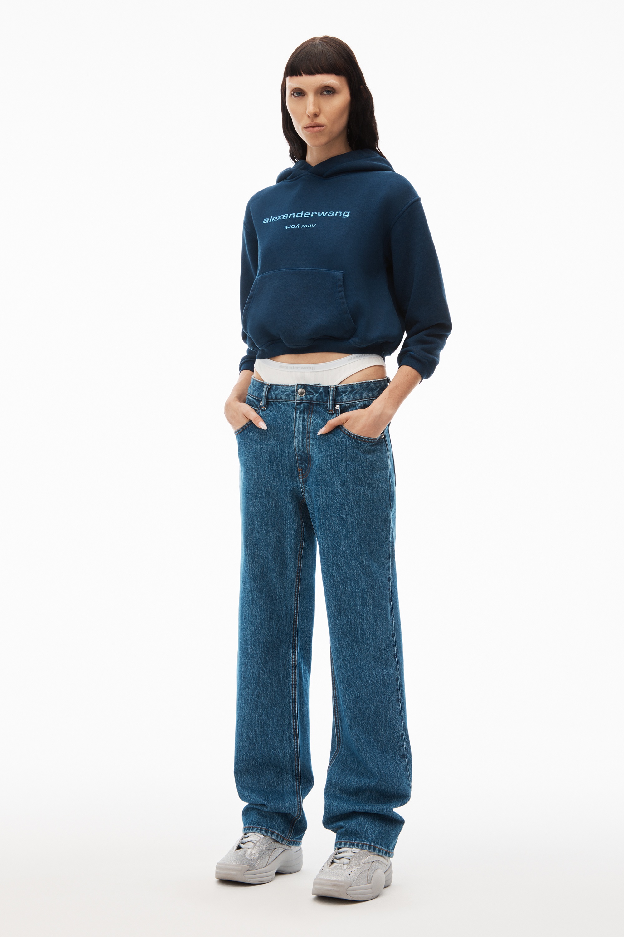 layered loose jean in denim - 2