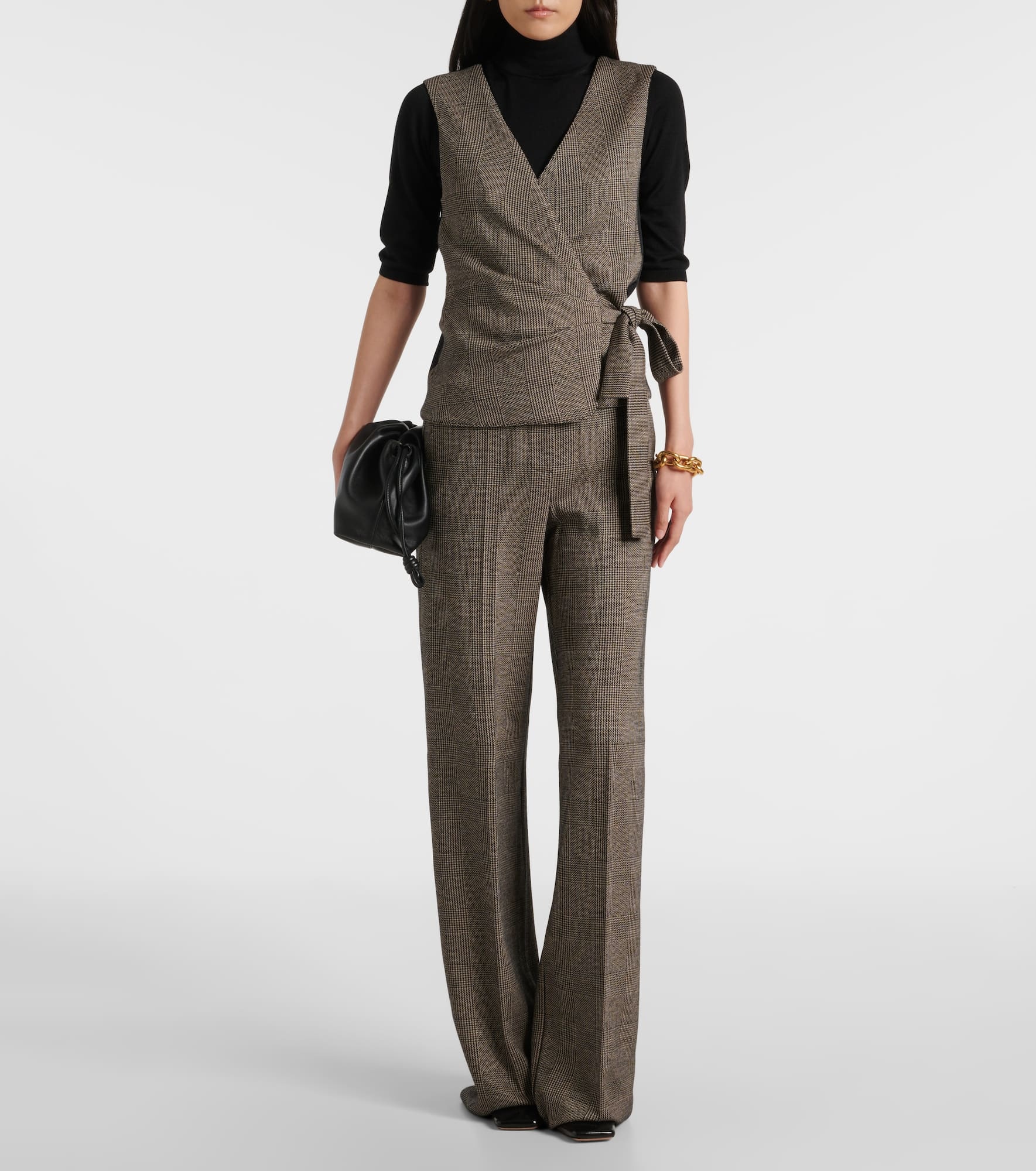 Adige houndstooth wool-blend wrap top - 2