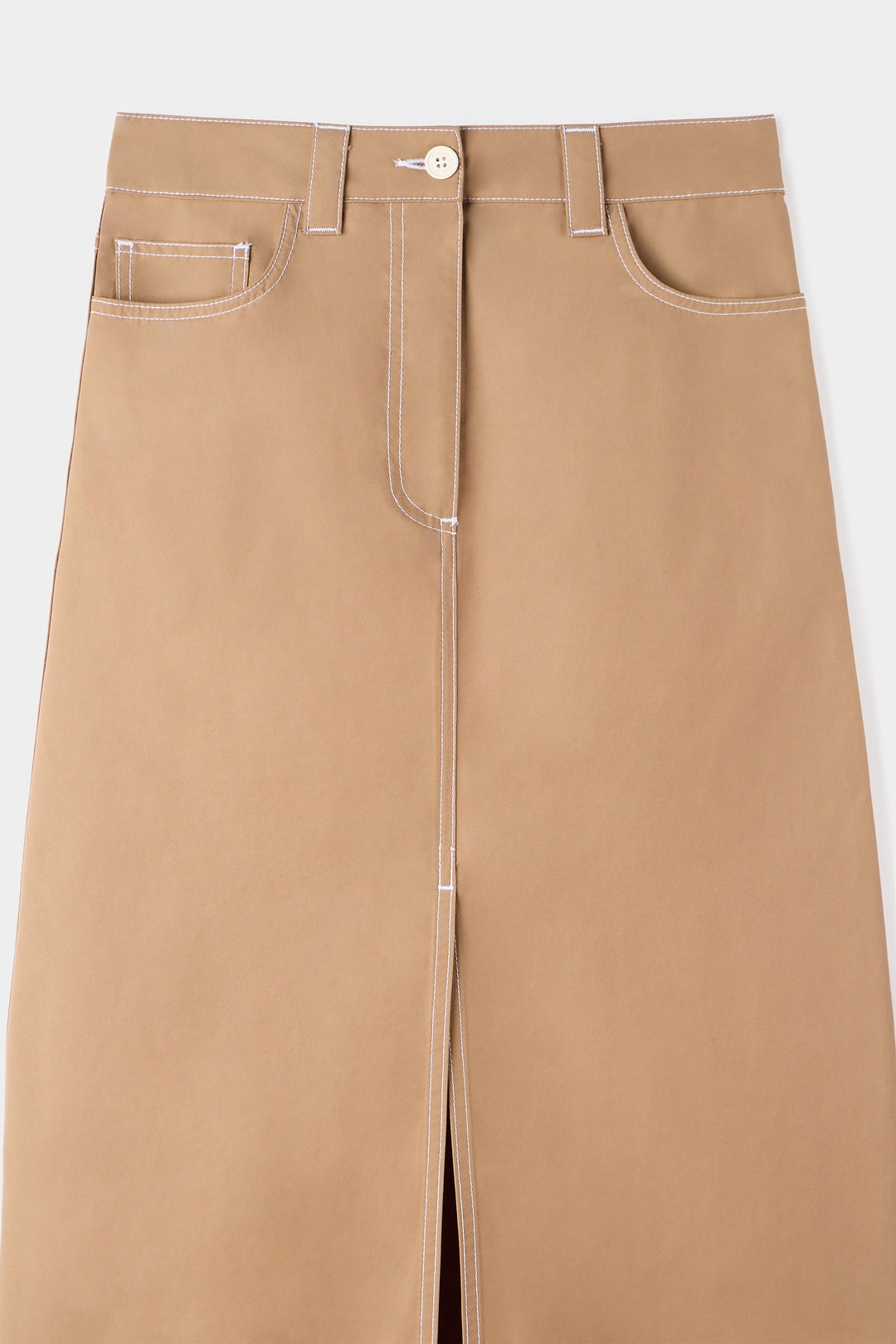 LONG SPLIT SKIRT / dark beige - 5