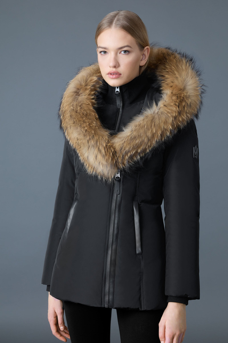 ADALI down coat with natural fur Signature Mackage Collar 5