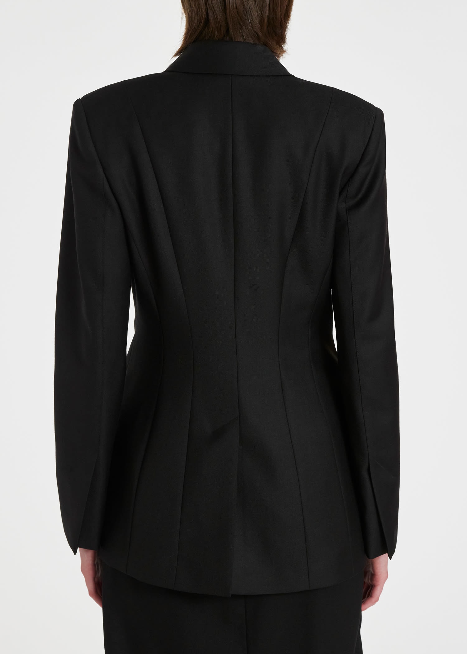 Black Satin Double-Breasted Blazer - 6