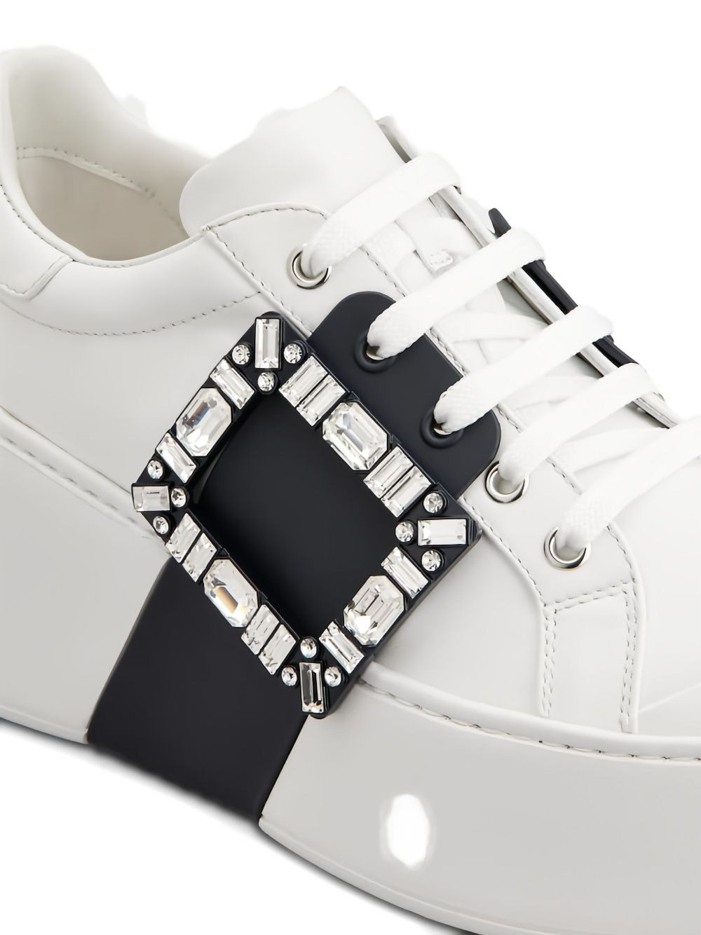 Roger Vivier Women Viv Skate High Strass Leather Sneakers - 4