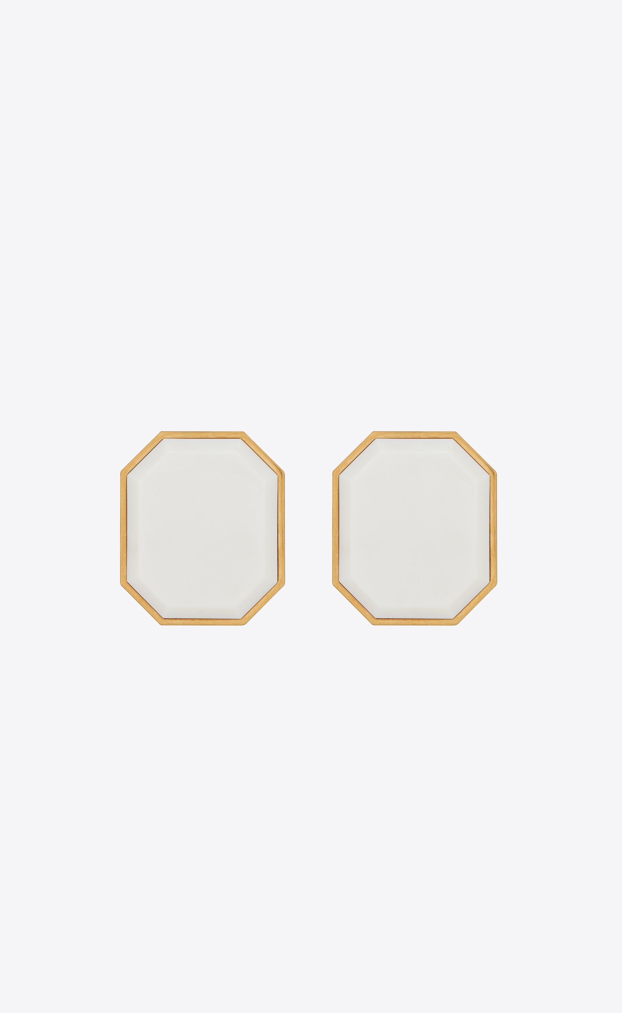 oversized octagon earrings in metal and resin - 1