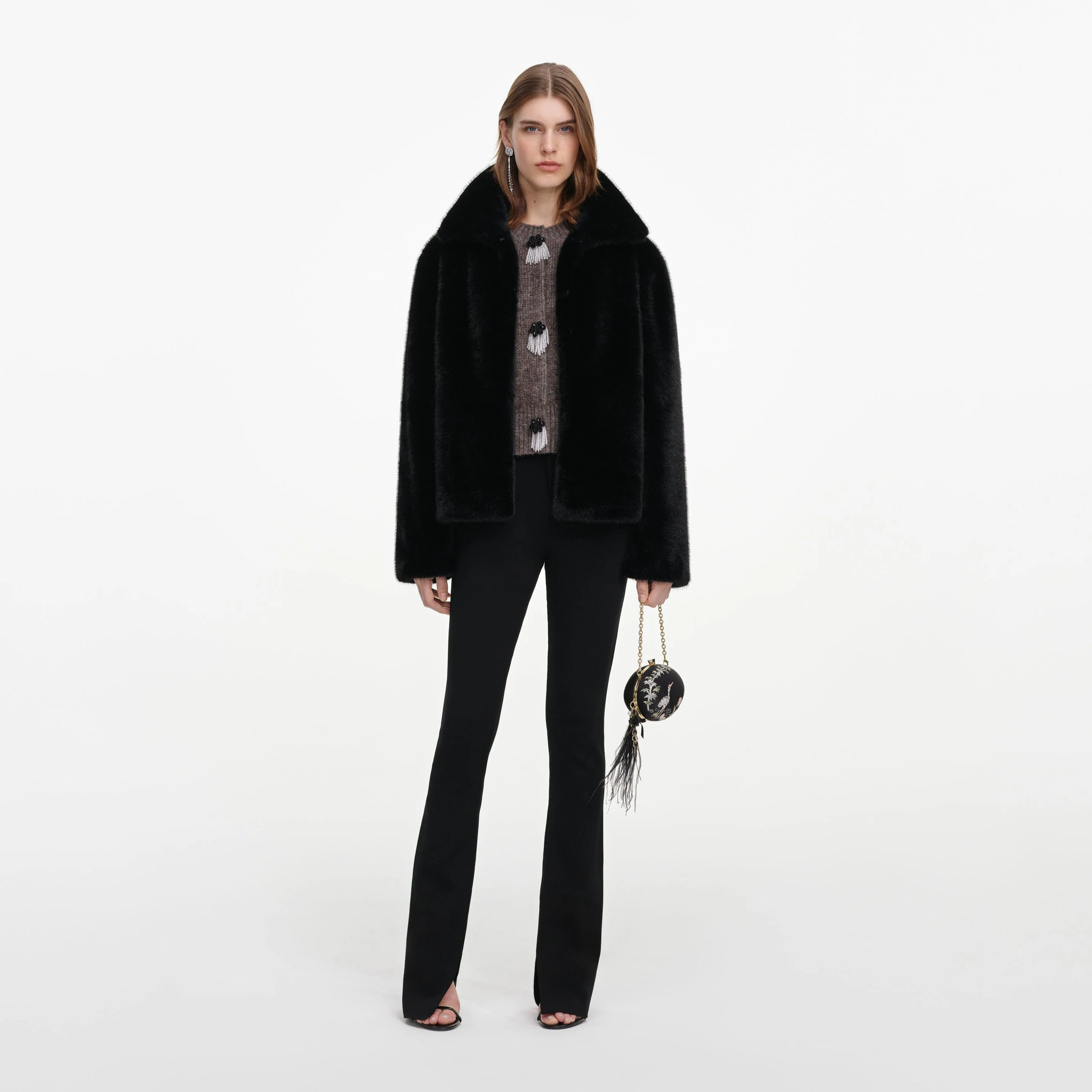 Black Faux Fur Jacket - 1