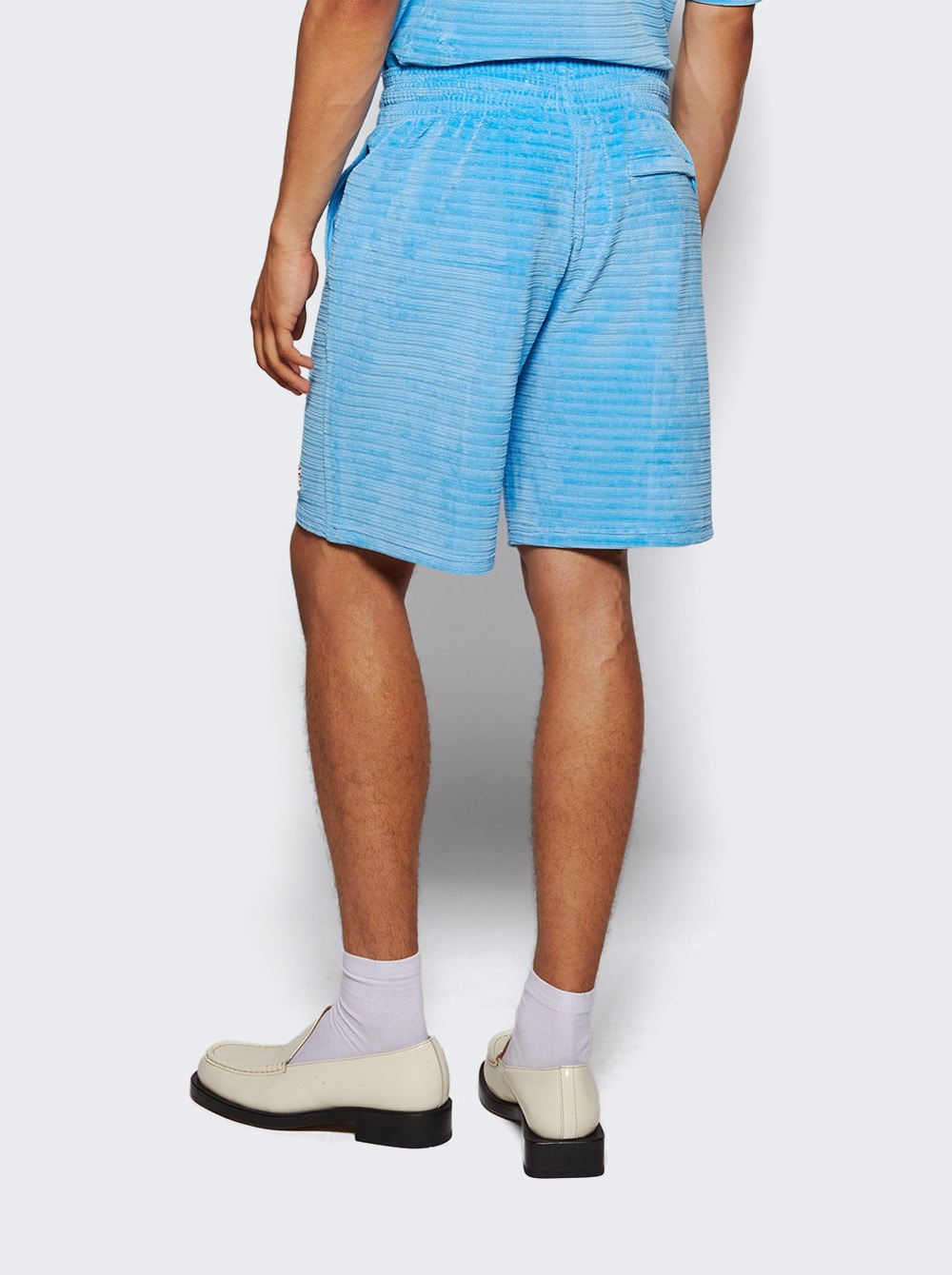 Velour Pintuck Shorts Blue - 4