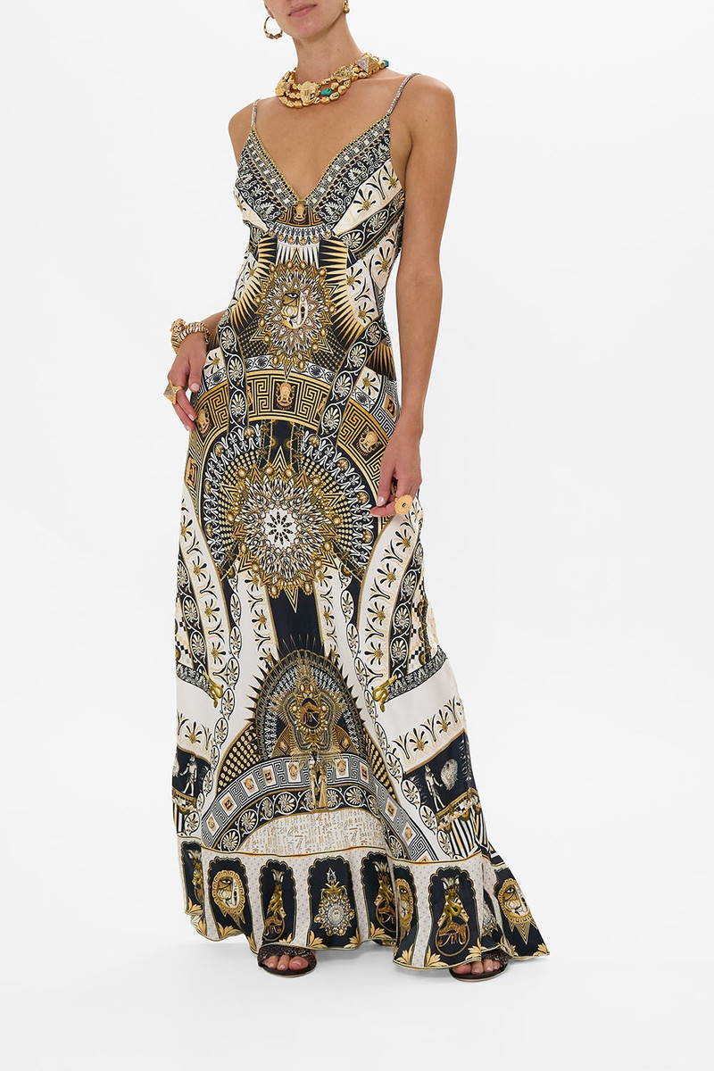 CAMILLA V NECK LONG BIAS SLIP DRESS WITH TRAIN outlook
