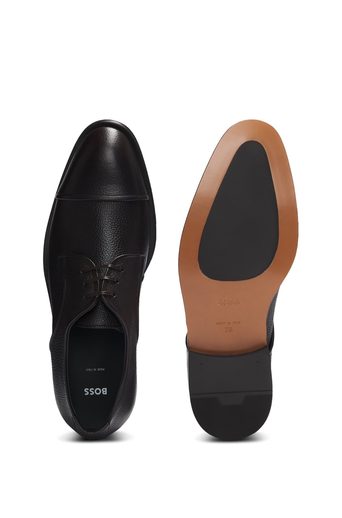 GRAINED-LEATHER DERBY SHOES WITH ANTI-SLIP SOLE - 4