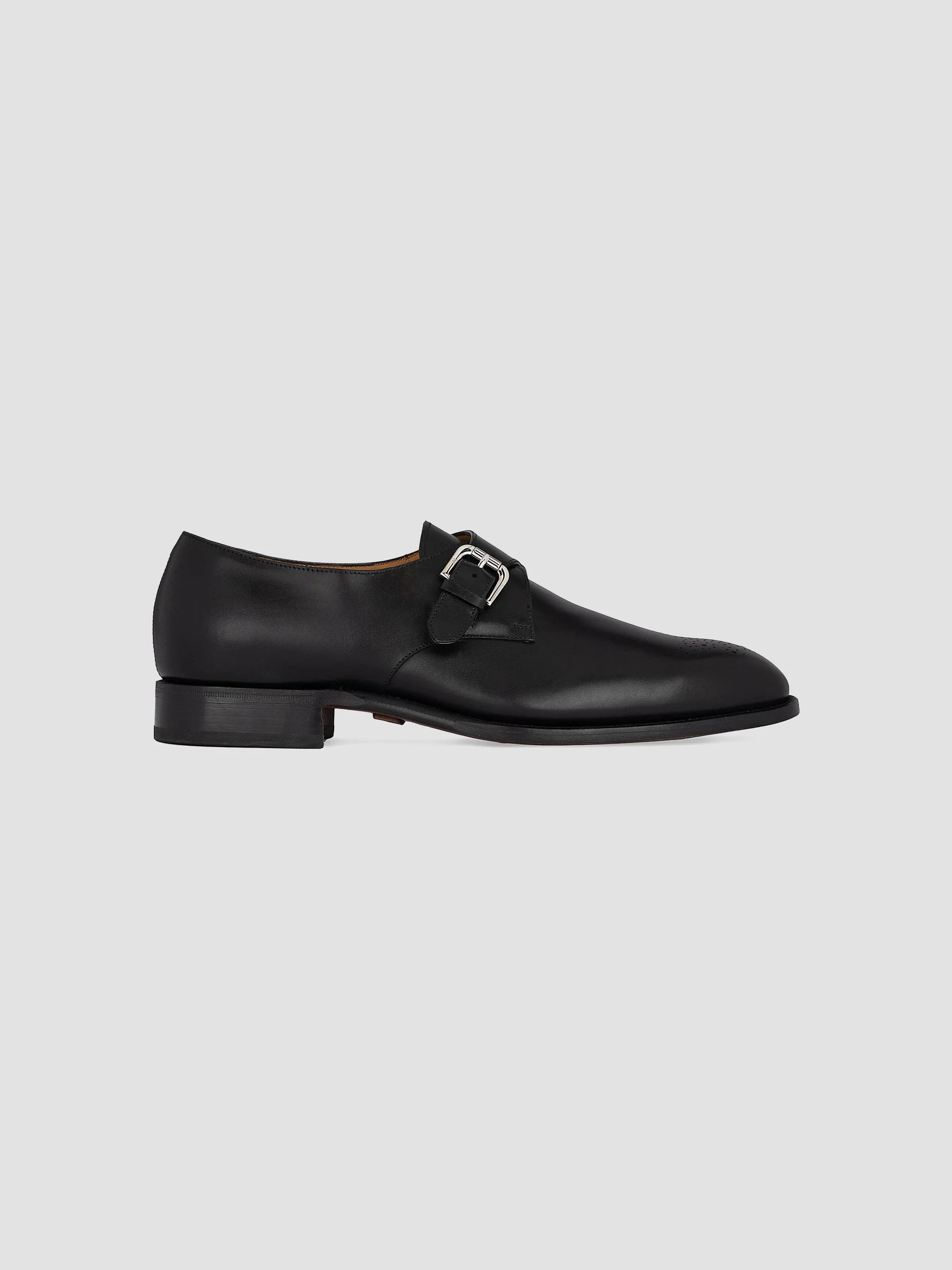 Men's Darnell II Leather Monk Strap Dress Loafers - Black - 1