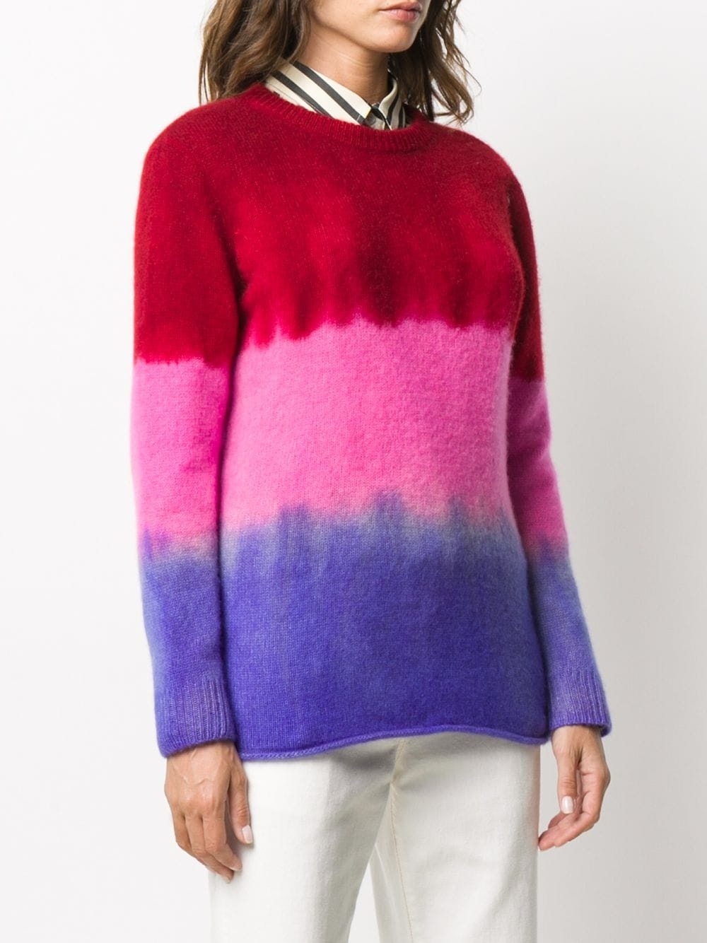 cashmere tie-dye colour block jumper - 3